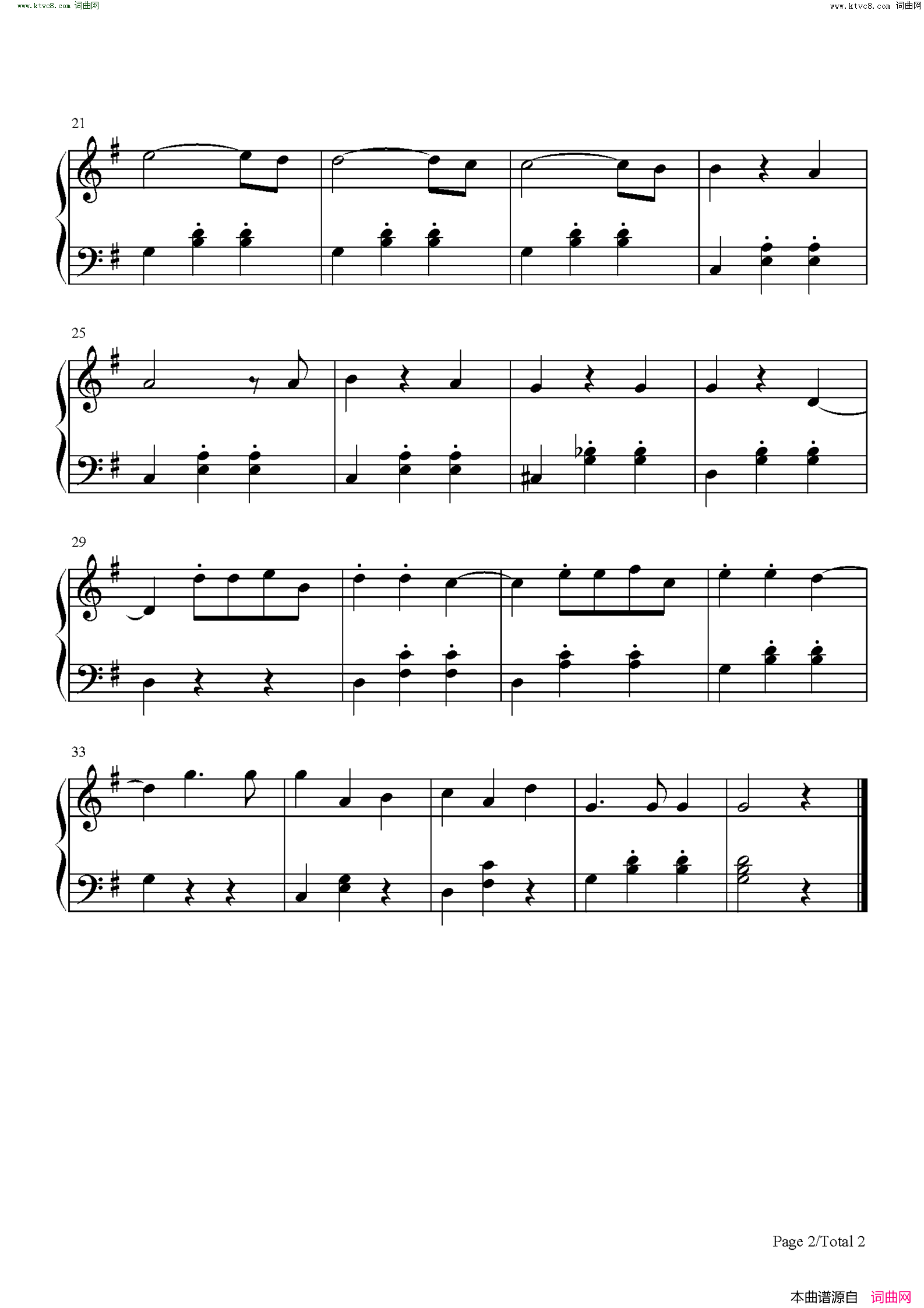 维也纳森林的故事钢琴古典名曲简谱1