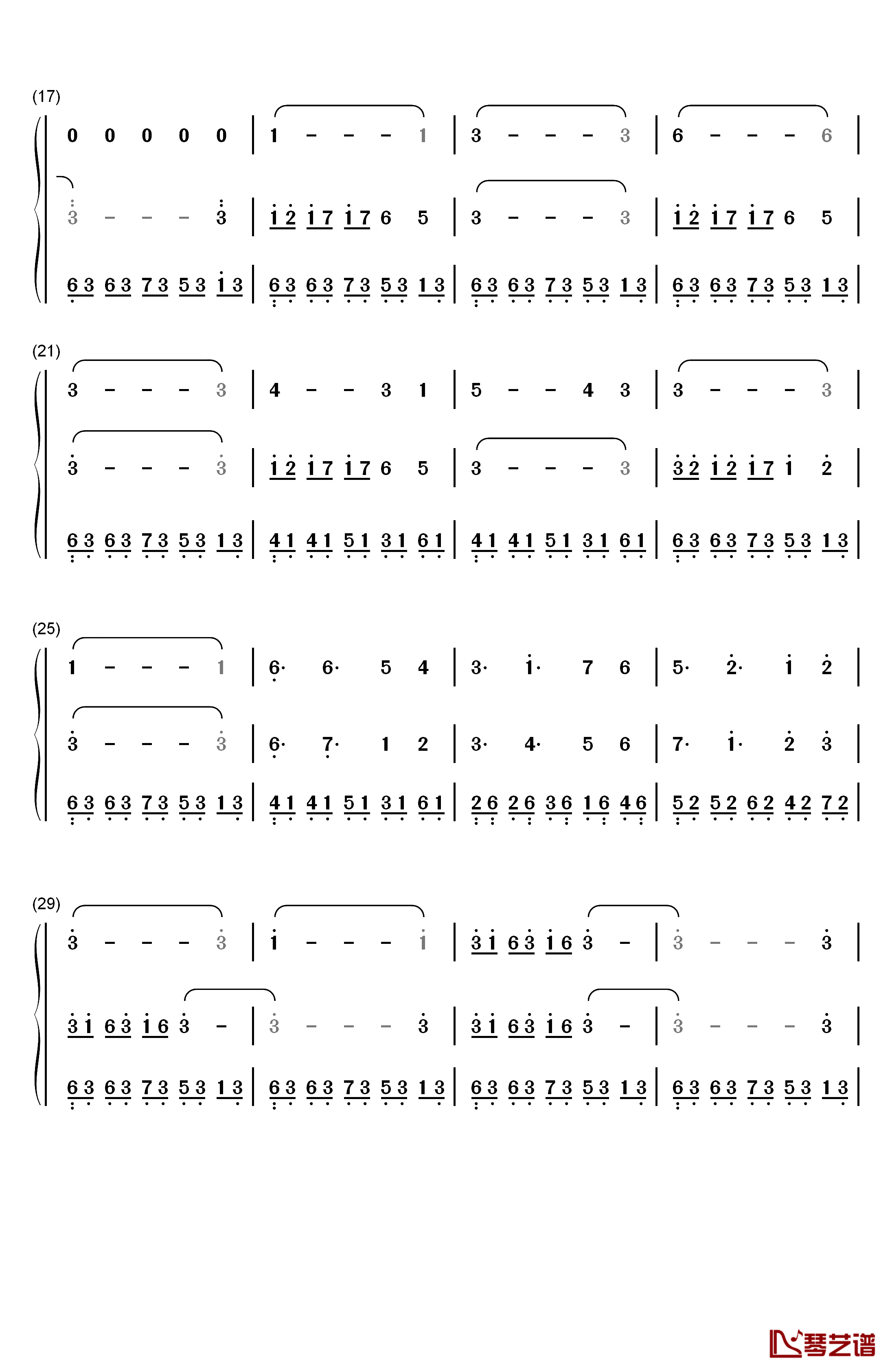 Wind钢琴简谱-数字双手-Brian Crain2