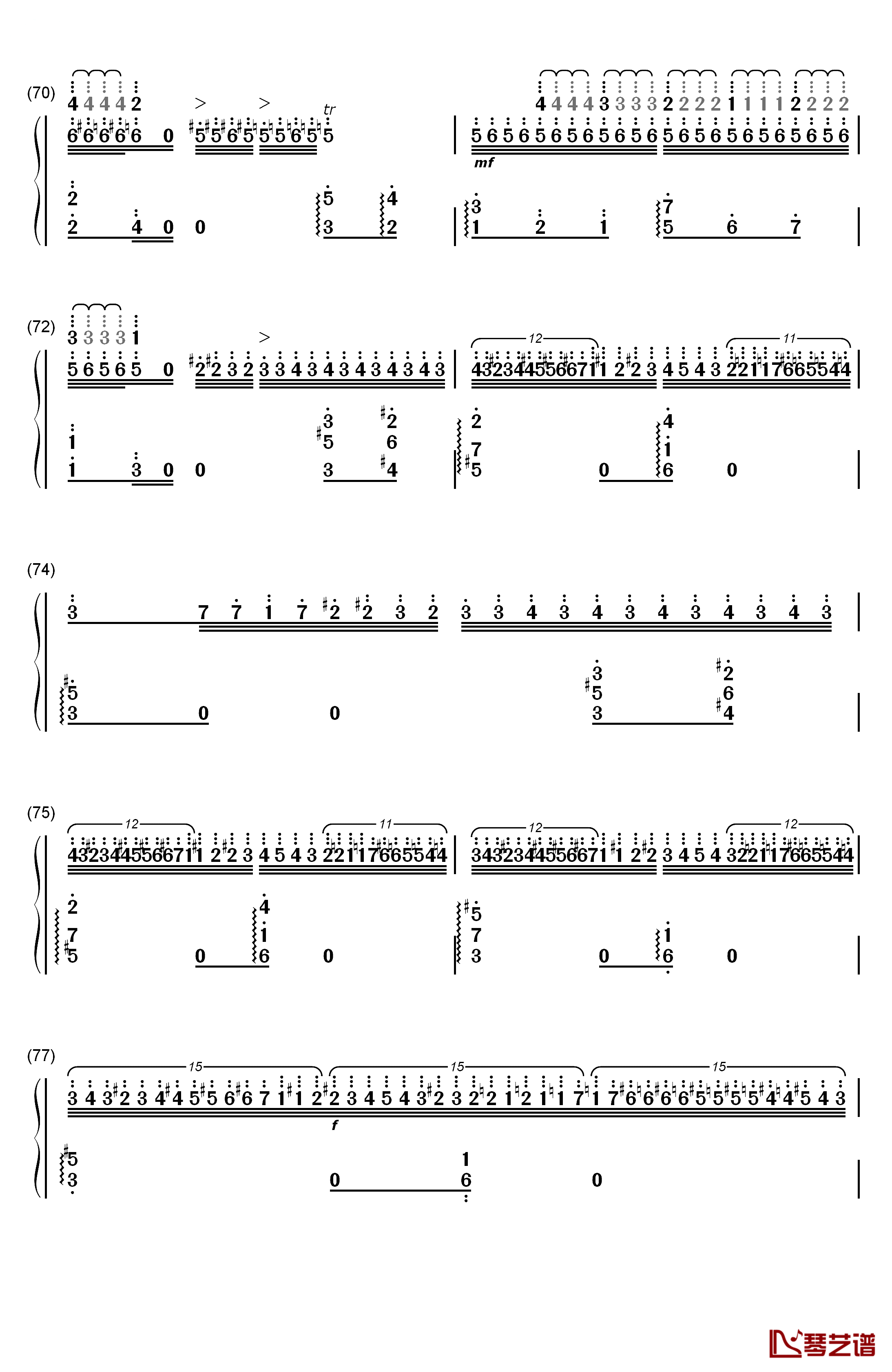 钟钢琴简谱-数字双手-李斯特6