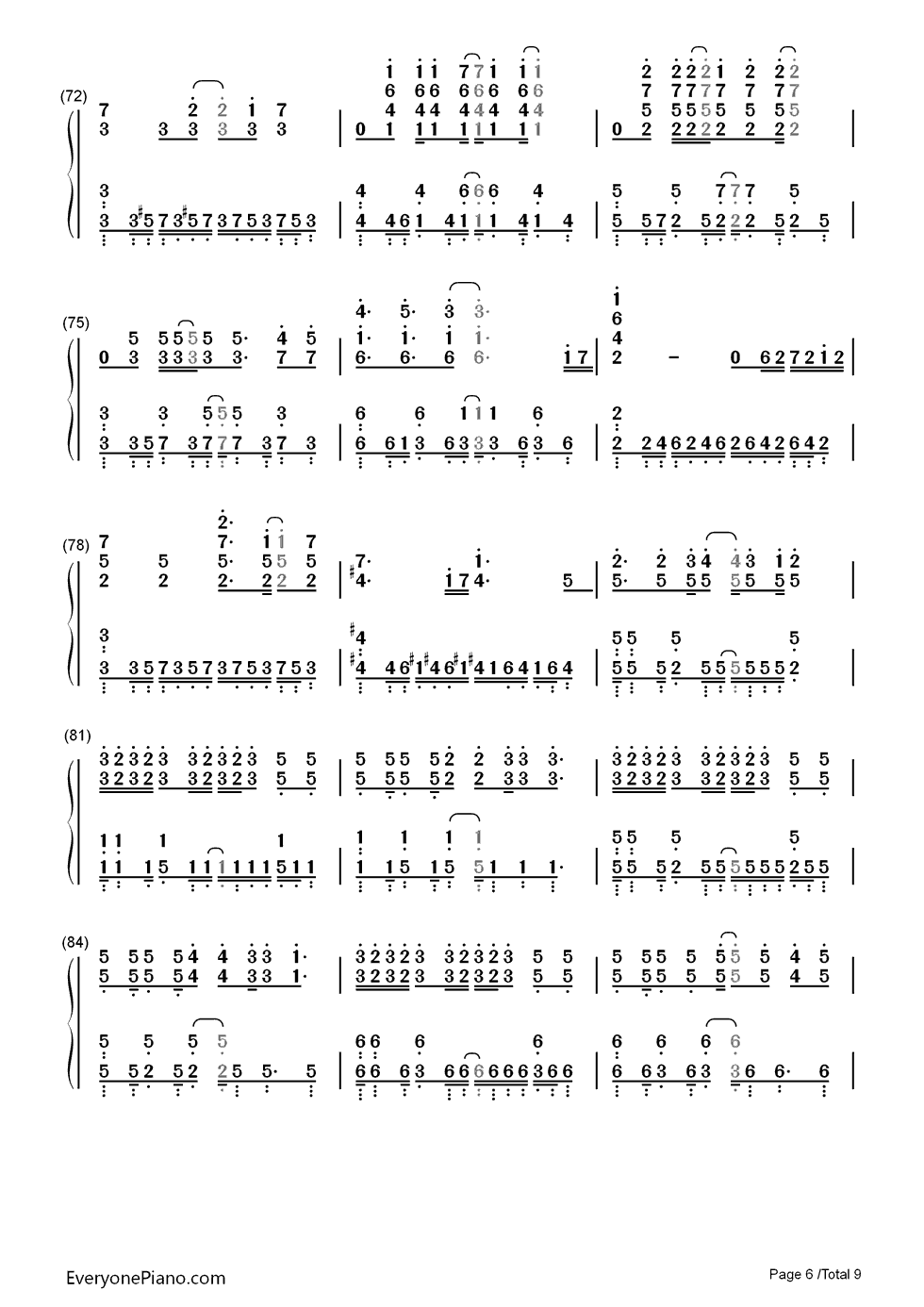 虹を編めたら钢琴简谱-数字双手-fhána6