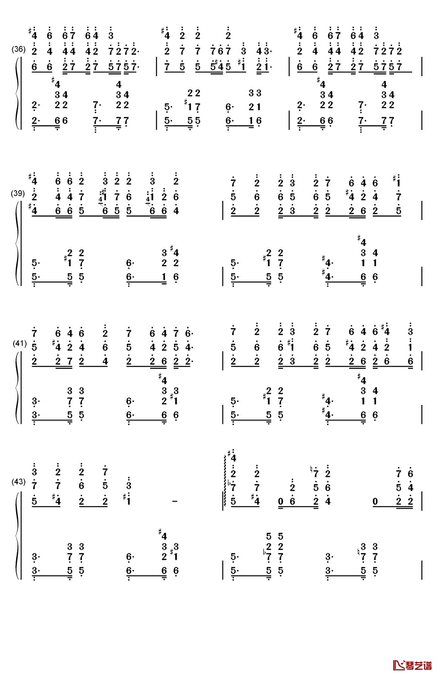 蝴蝶泉边钢琴简谱-数字双手-黄雅莉4