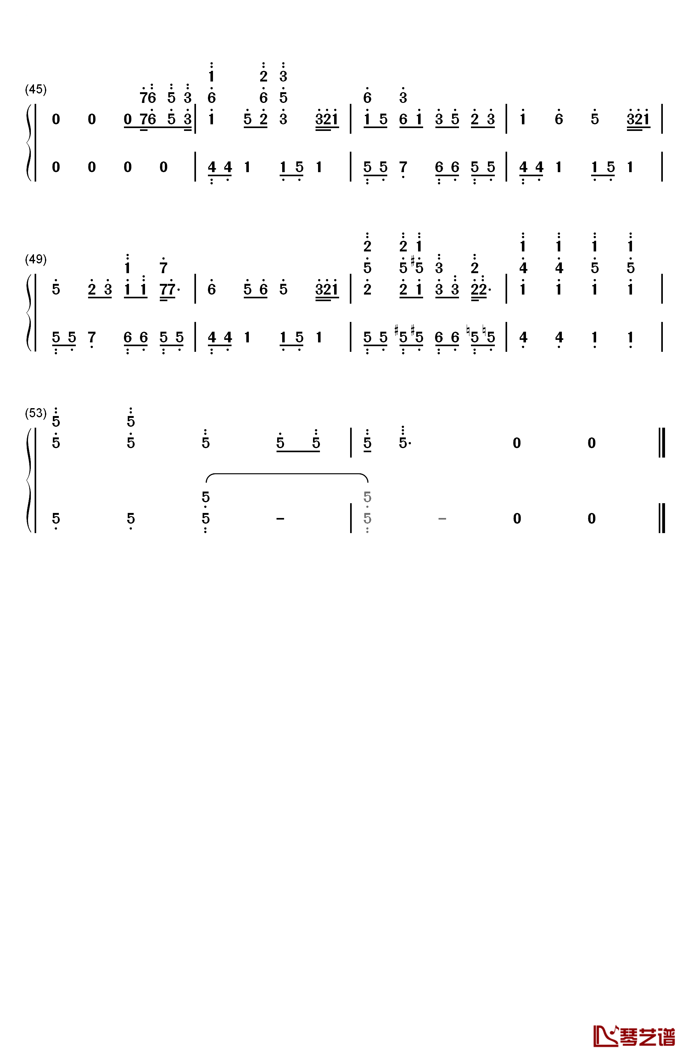 雨き声残响钢琴简谱-数字双手-ゆめこ3