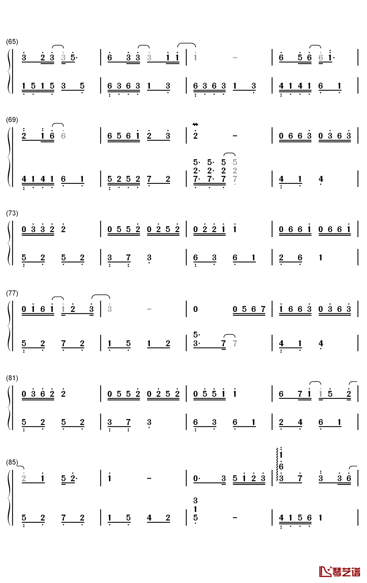 繁华唱遍钢琴简谱-数字双手-乐正绫4