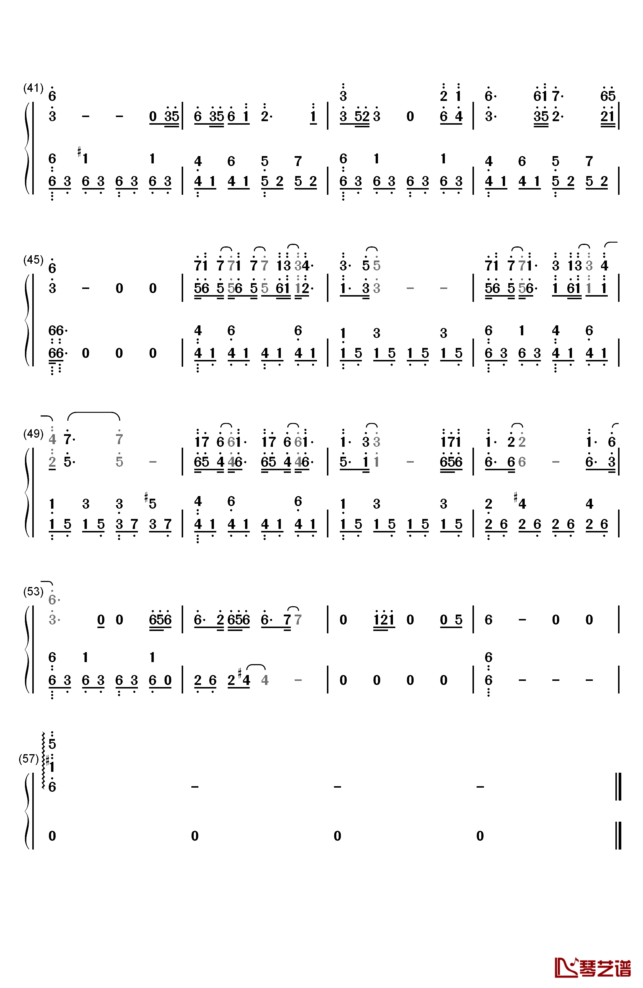 双影钢琴简谱-数字双手-林忆莲 张惠妹3