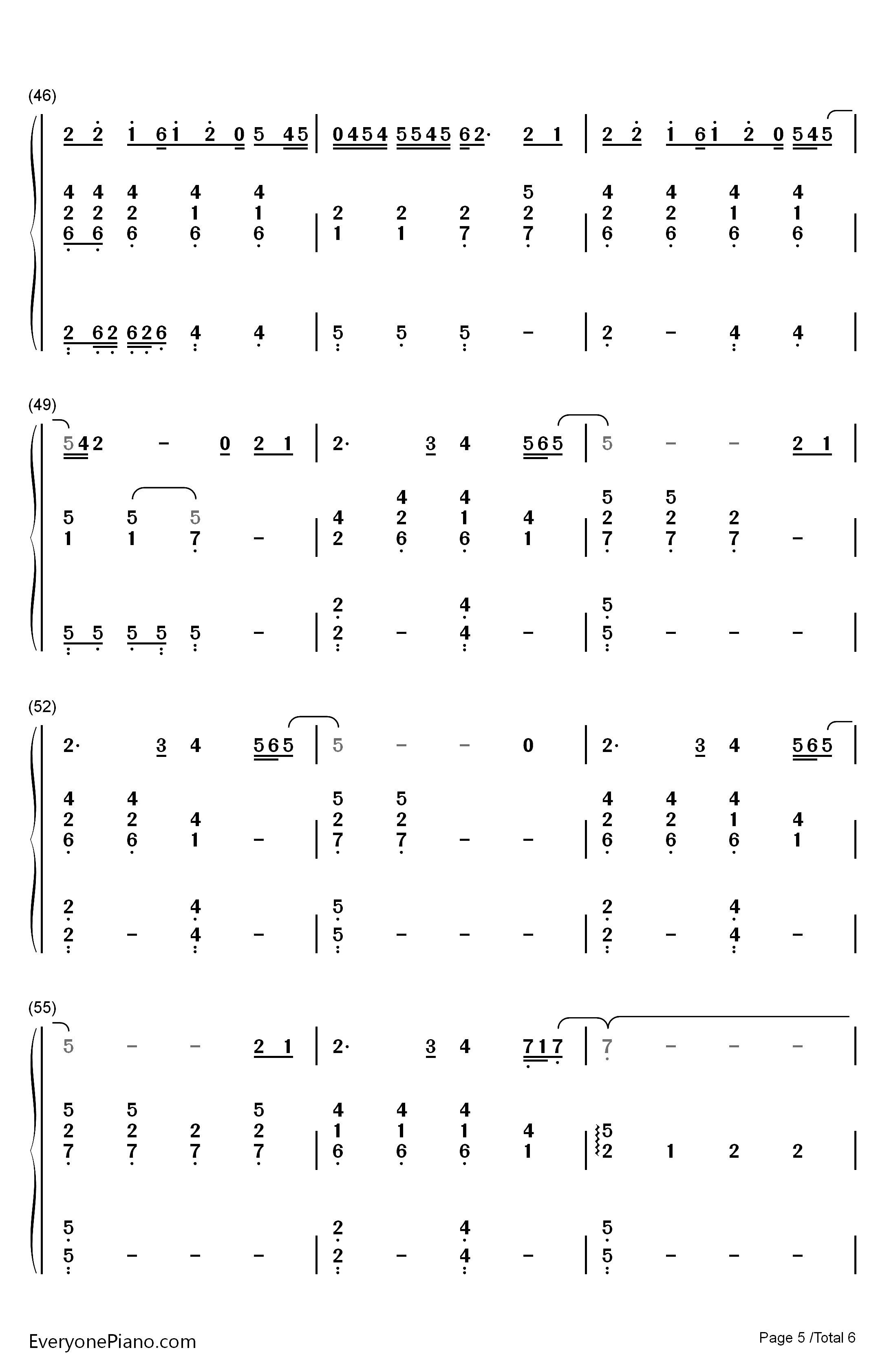 Let You Go钢琴简谱-数字双手-华晨宇5