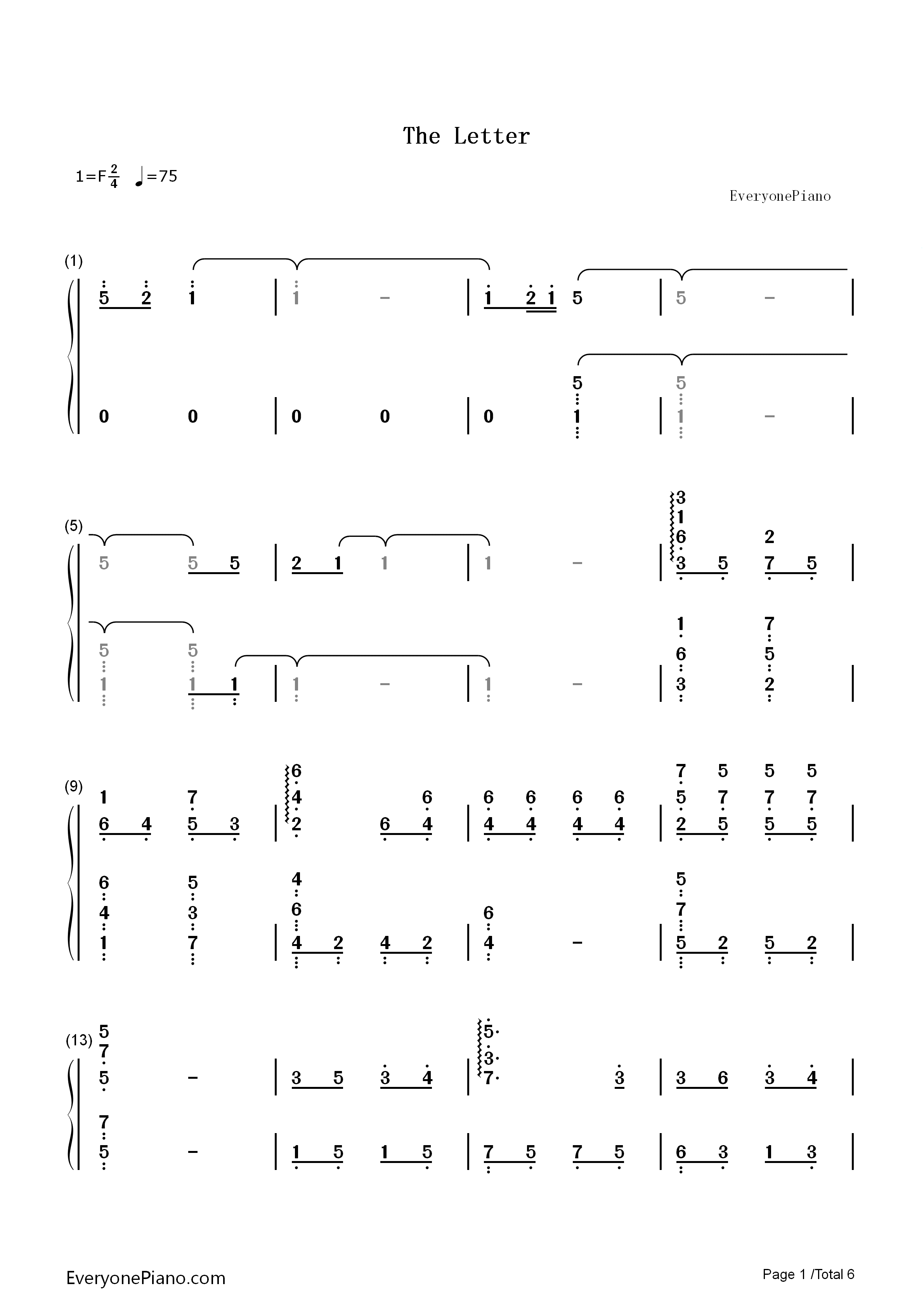 The Letter钢琴简谱-KIVΛ演唱1