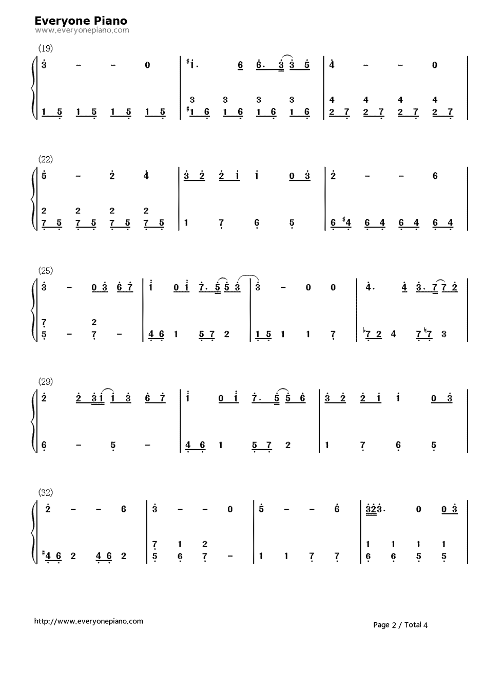 只要有你钢琴简谱-数字双手-小松未步2