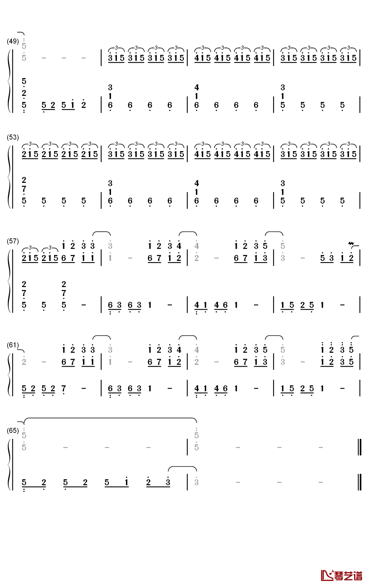 五月钢琴简谱-数字双手-M小冯哒3