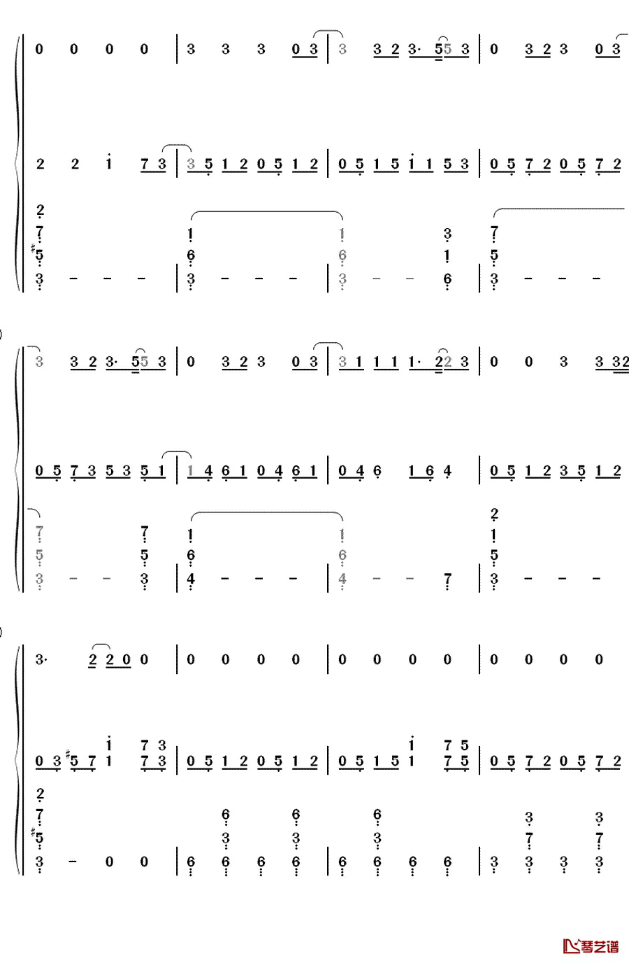 Fiction钢琴简谱-数字双手-Beast2