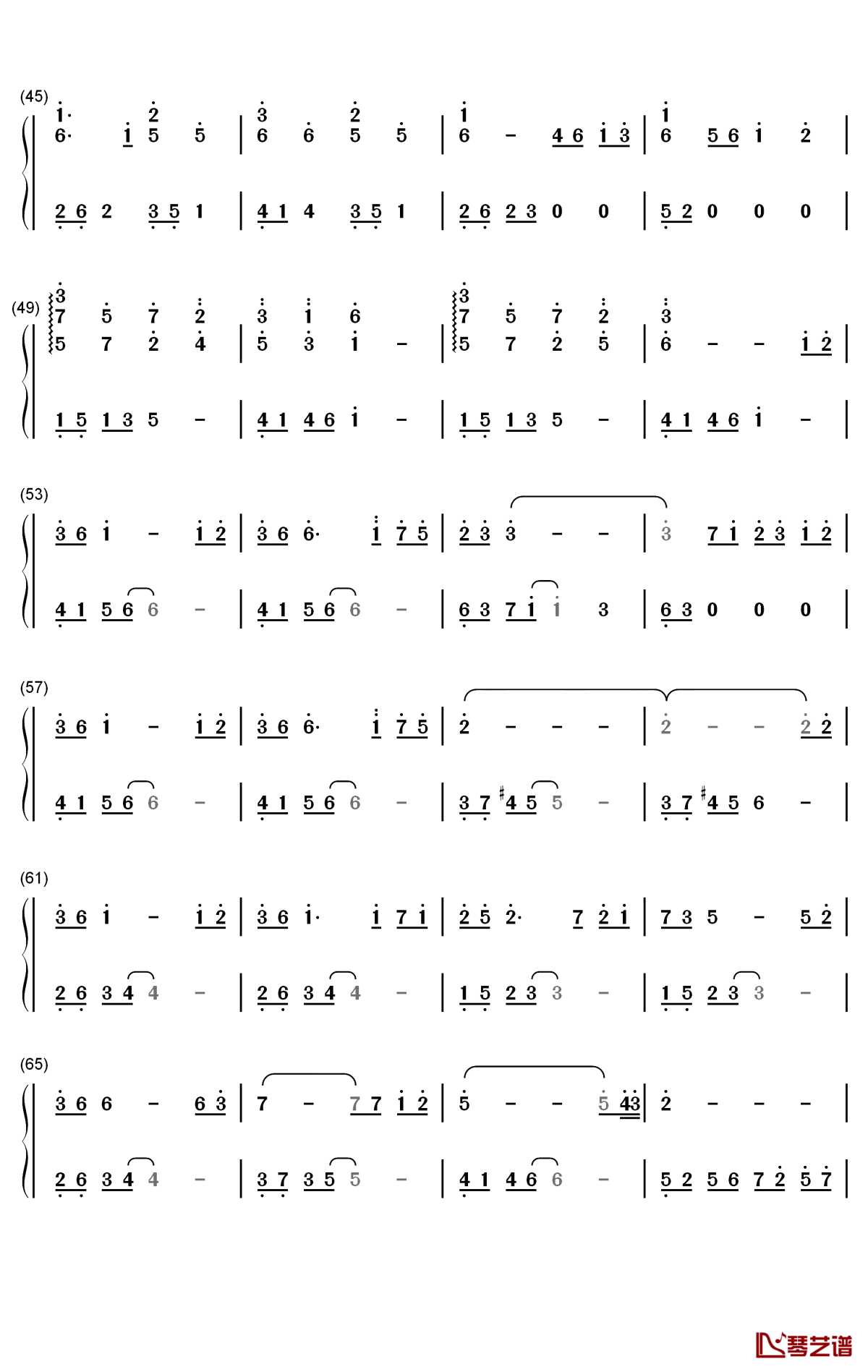 寂しい夜钢琴简谱-数字双手-三轮学3