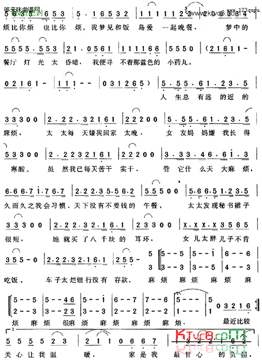 最近比较烦-周华健、李宗盛、品冠简谱1