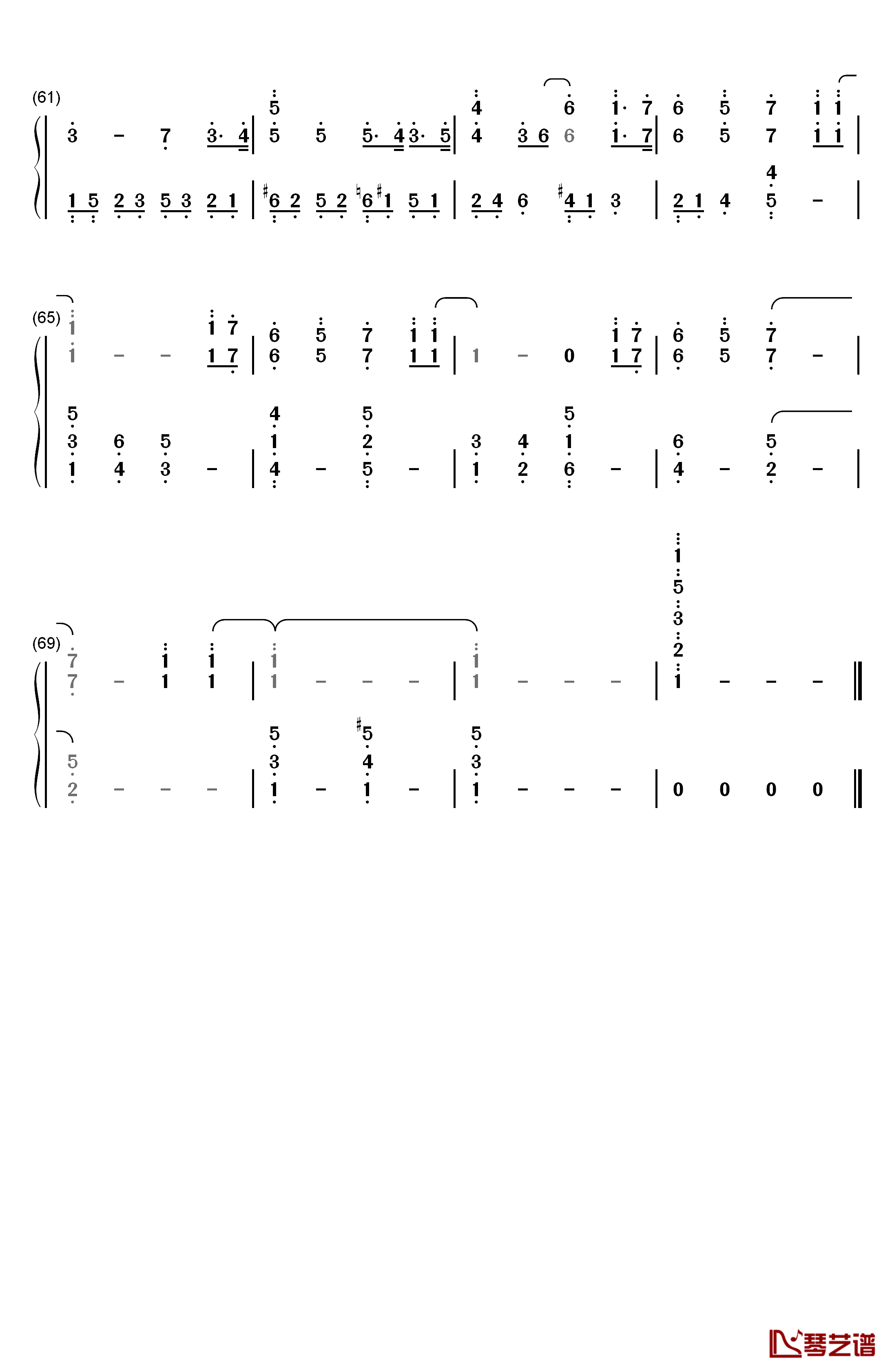 妈妈宝贝钢琴简谱-数字双手-李冰冰4