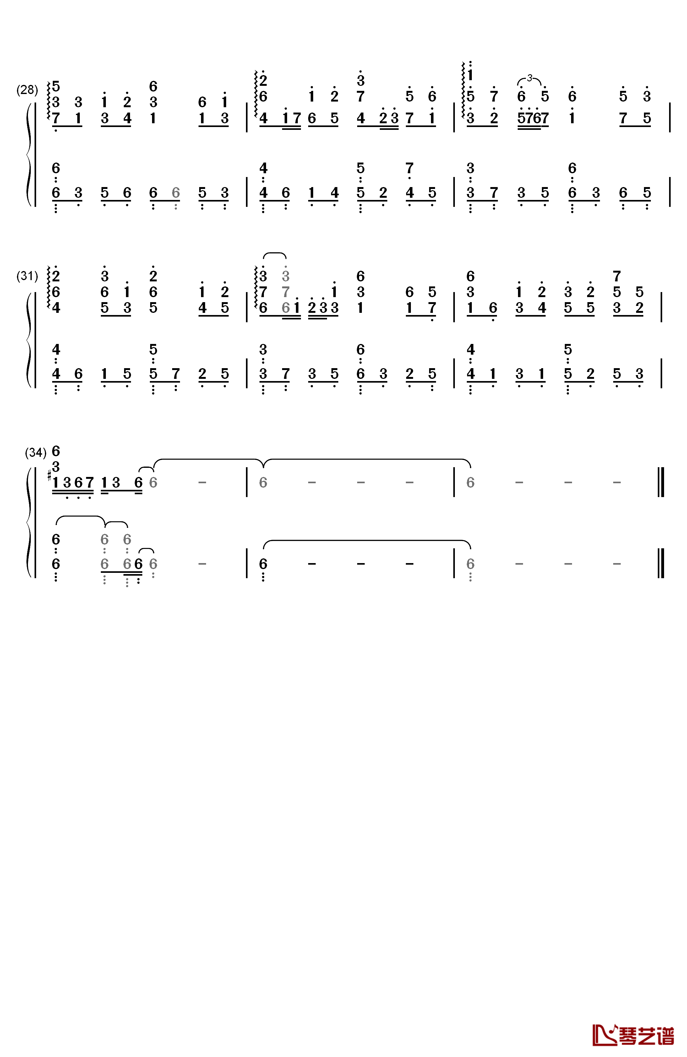 碎月雨中奏钢琴简谱-数字双手-东方Project3