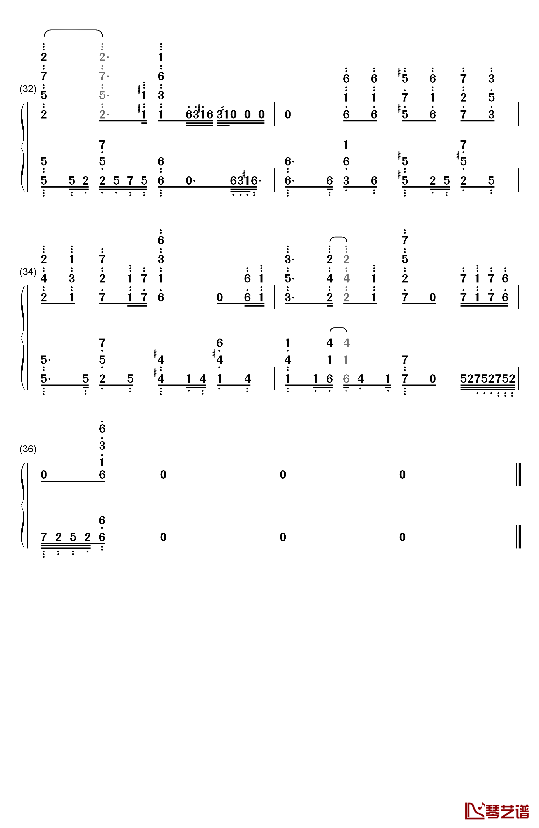 银の祈誓钢琴简谱-数字双手-soraru4