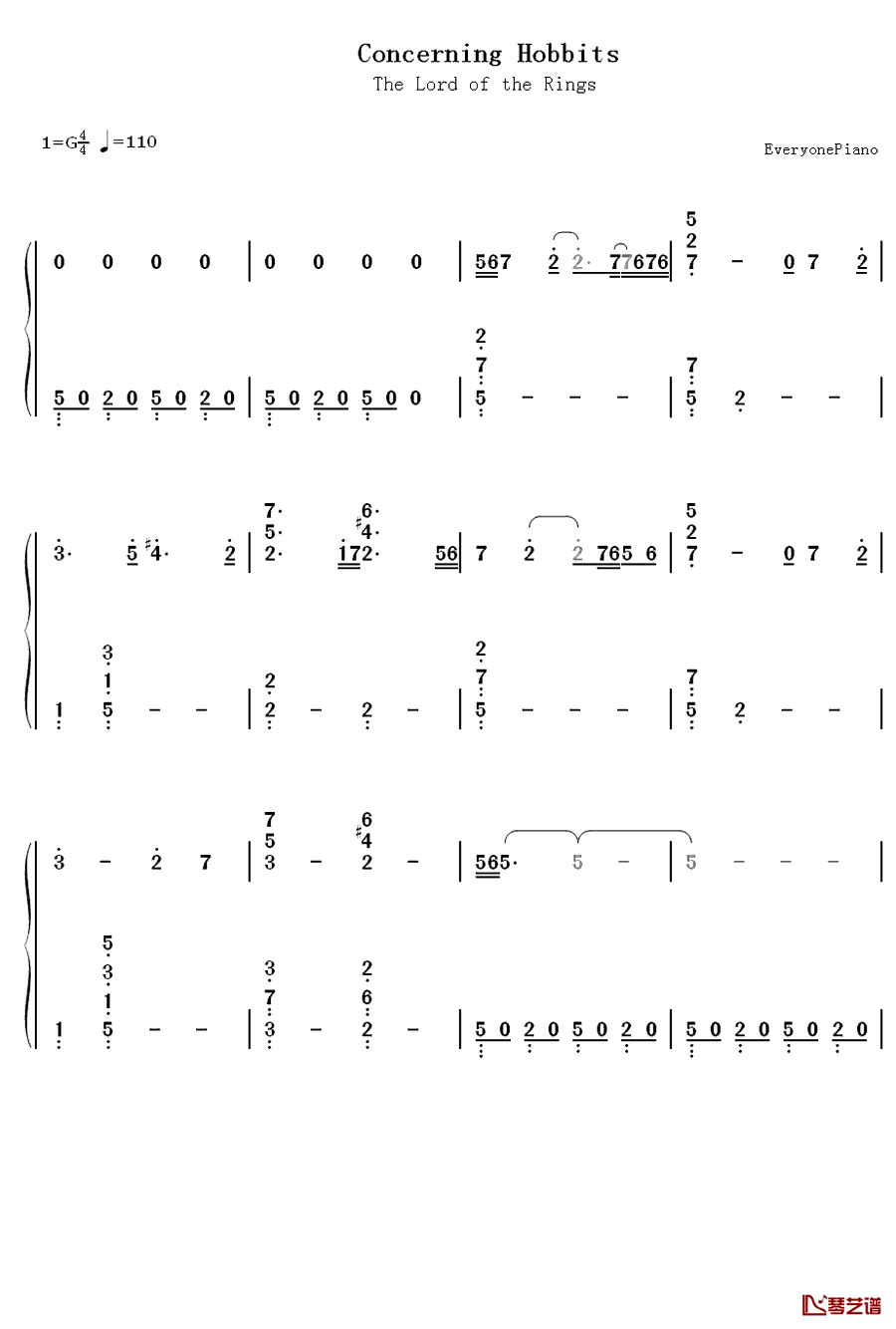 Concerning Hobbits钢琴简谱-数字双手-Howard Shore1