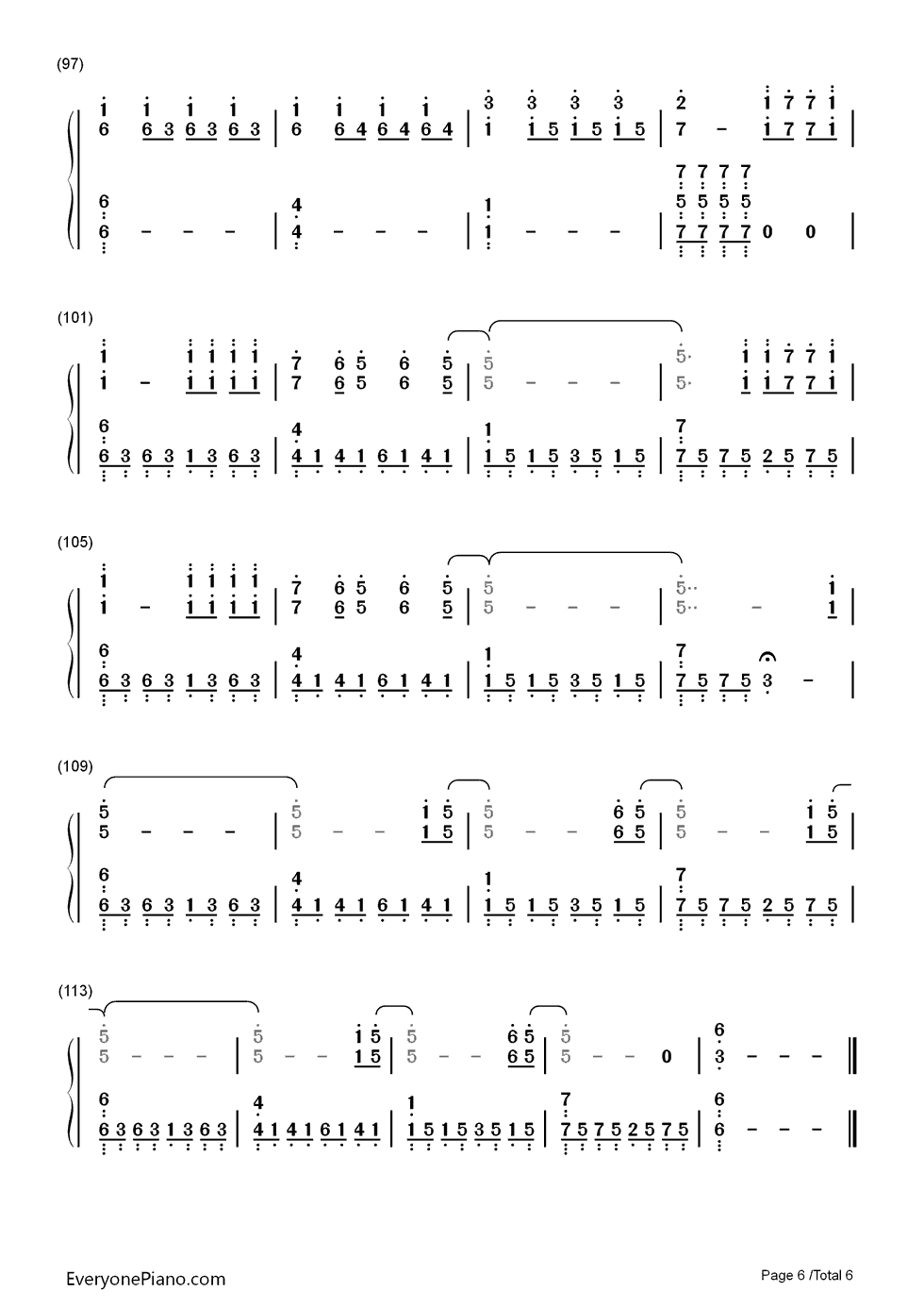 One钢琴简谱-数字双手-Epik High6