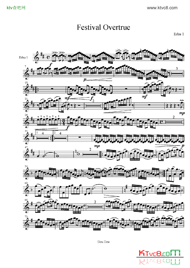 总谱《庆典序曲》四种乐器谱简谱1
