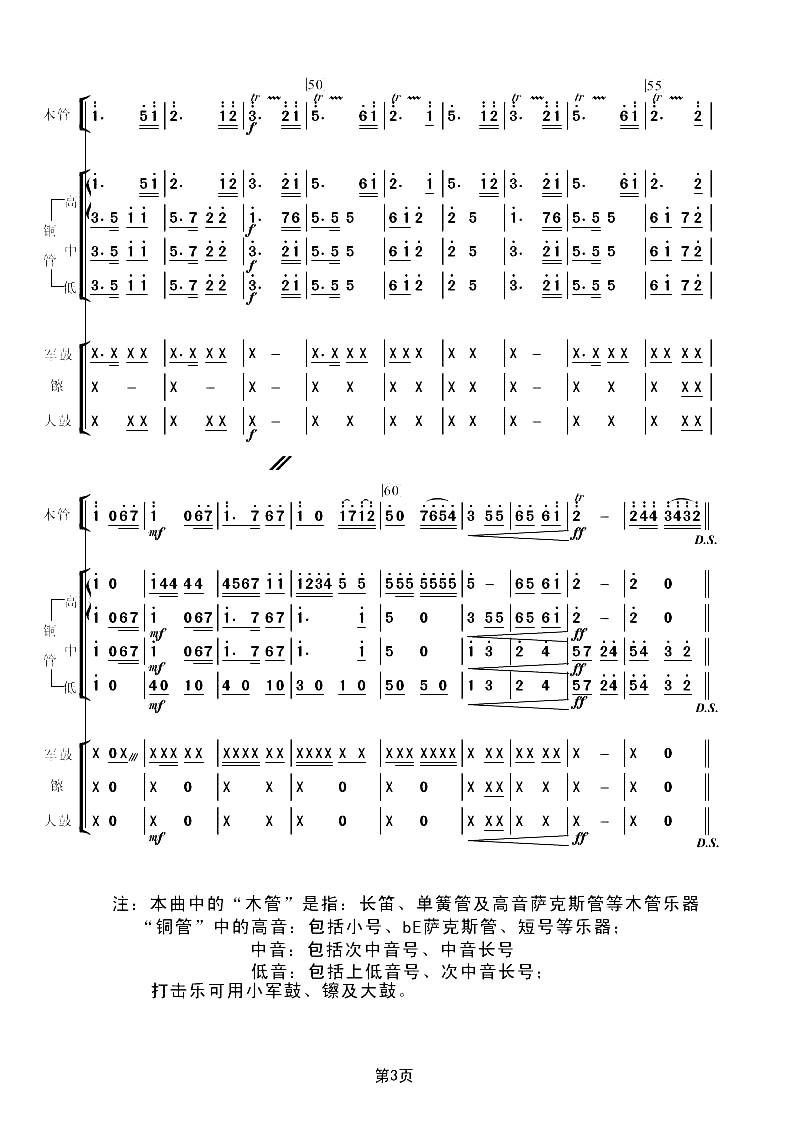 《中国人民解放军进行曲》3军乐队总谱简谱1