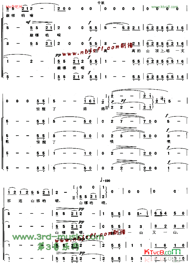 祁连山的回声【合唱曲谱】简谱1