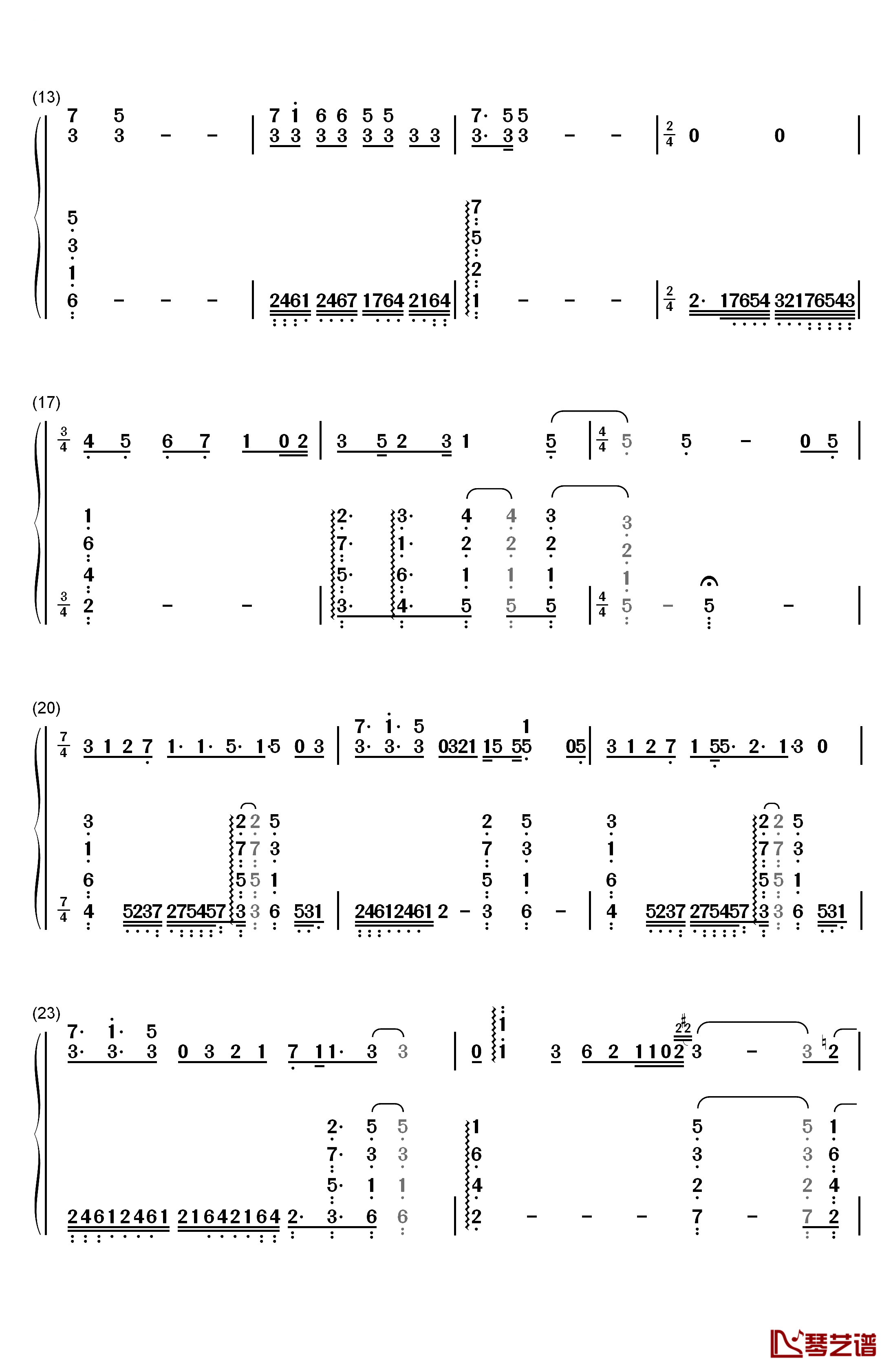 无能钢琴简谱-数字双手-Österreich2