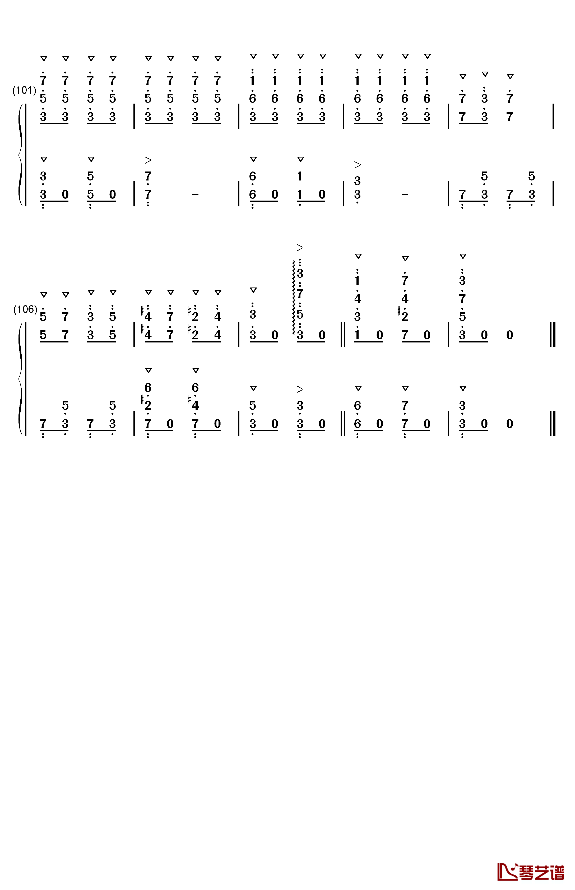 邮递马车钢琴简谱-数字双手-冈本敦郎6