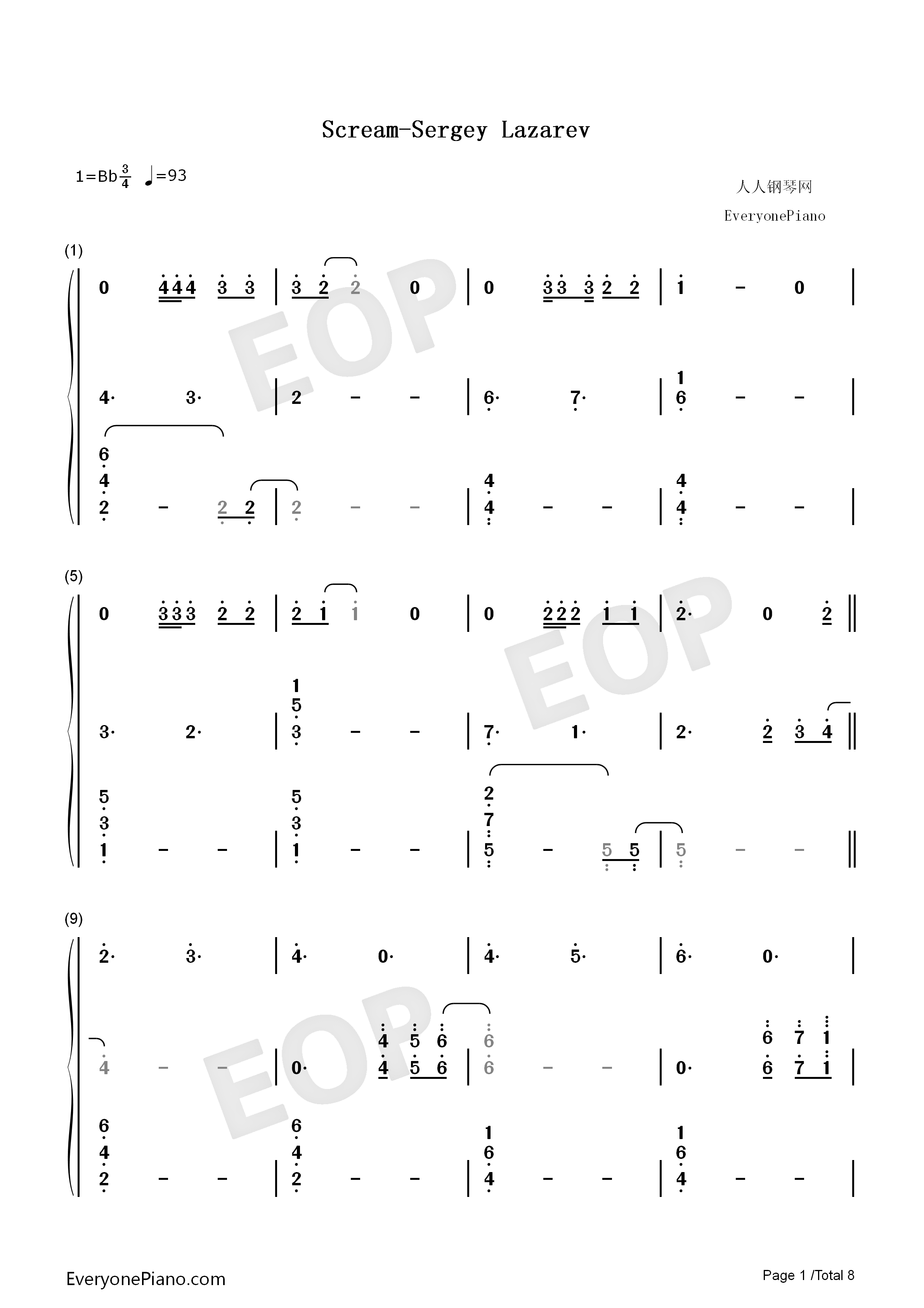Scream钢琴简谱-Sergey Lazarev演唱1