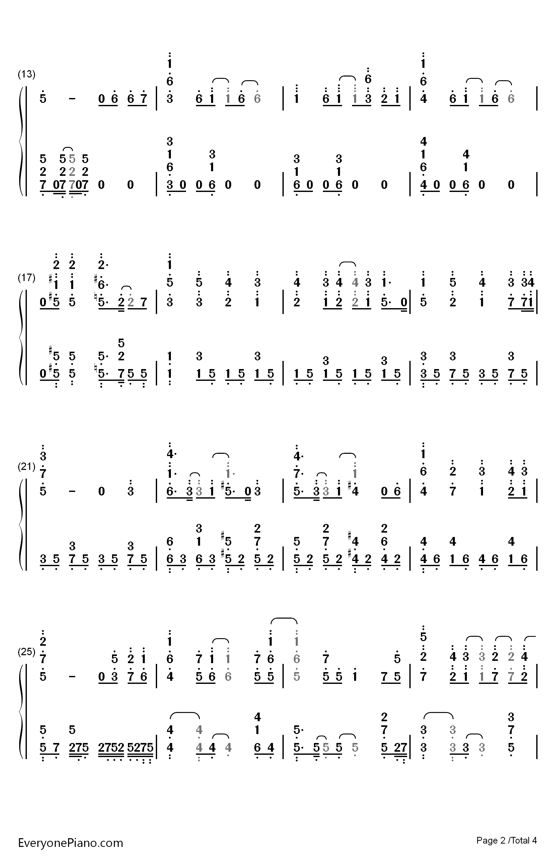 ダイスキ钢琴简谱-数字双手-大桥彩香2