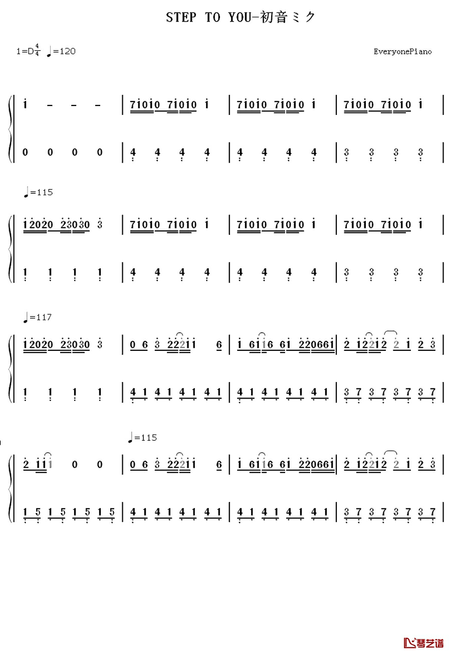 STEP TO YOU钢琴简谱-数字双手-初音ミク1