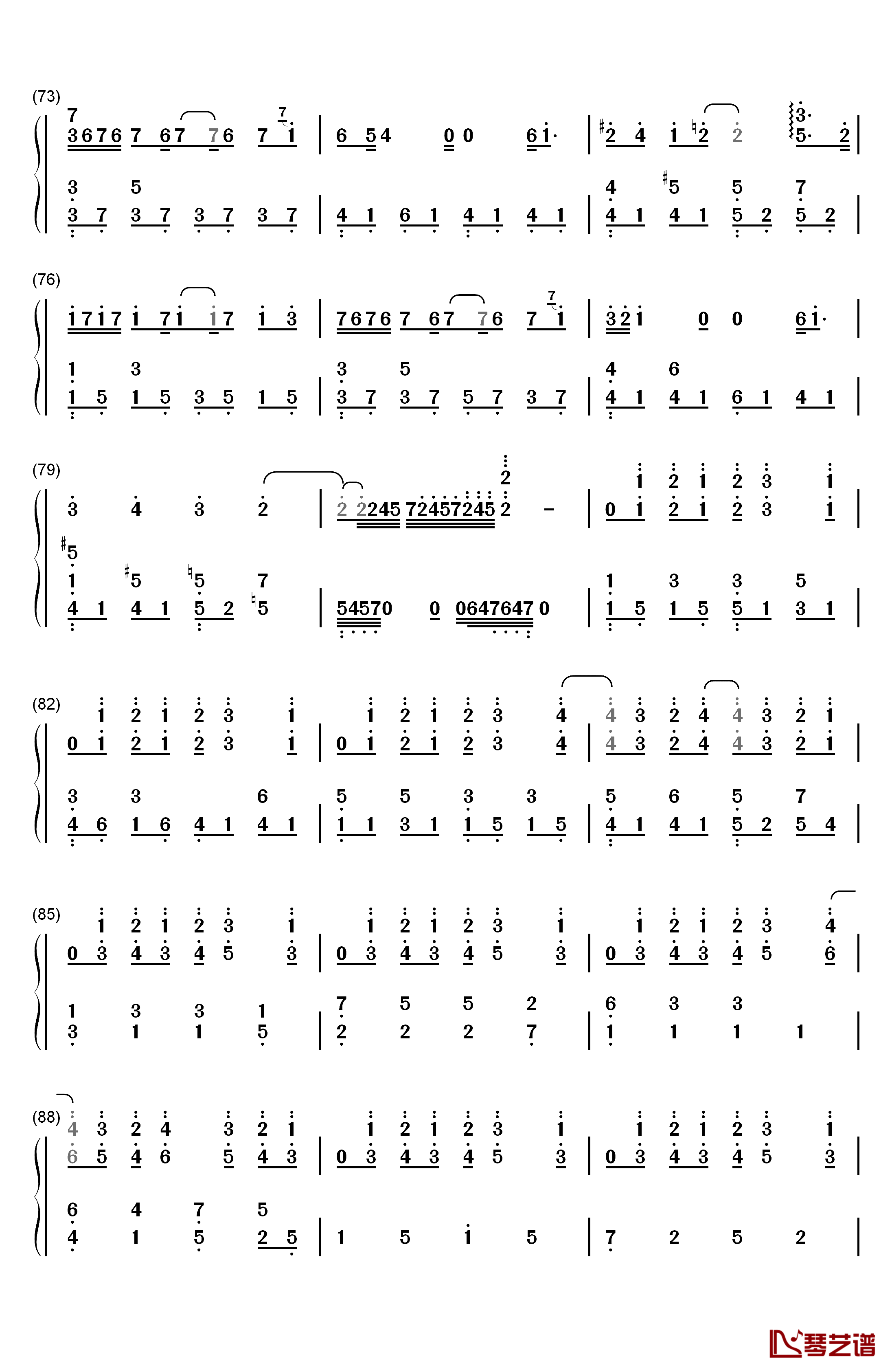 燕窝钢琴简谱-数字双手-苏打绿5