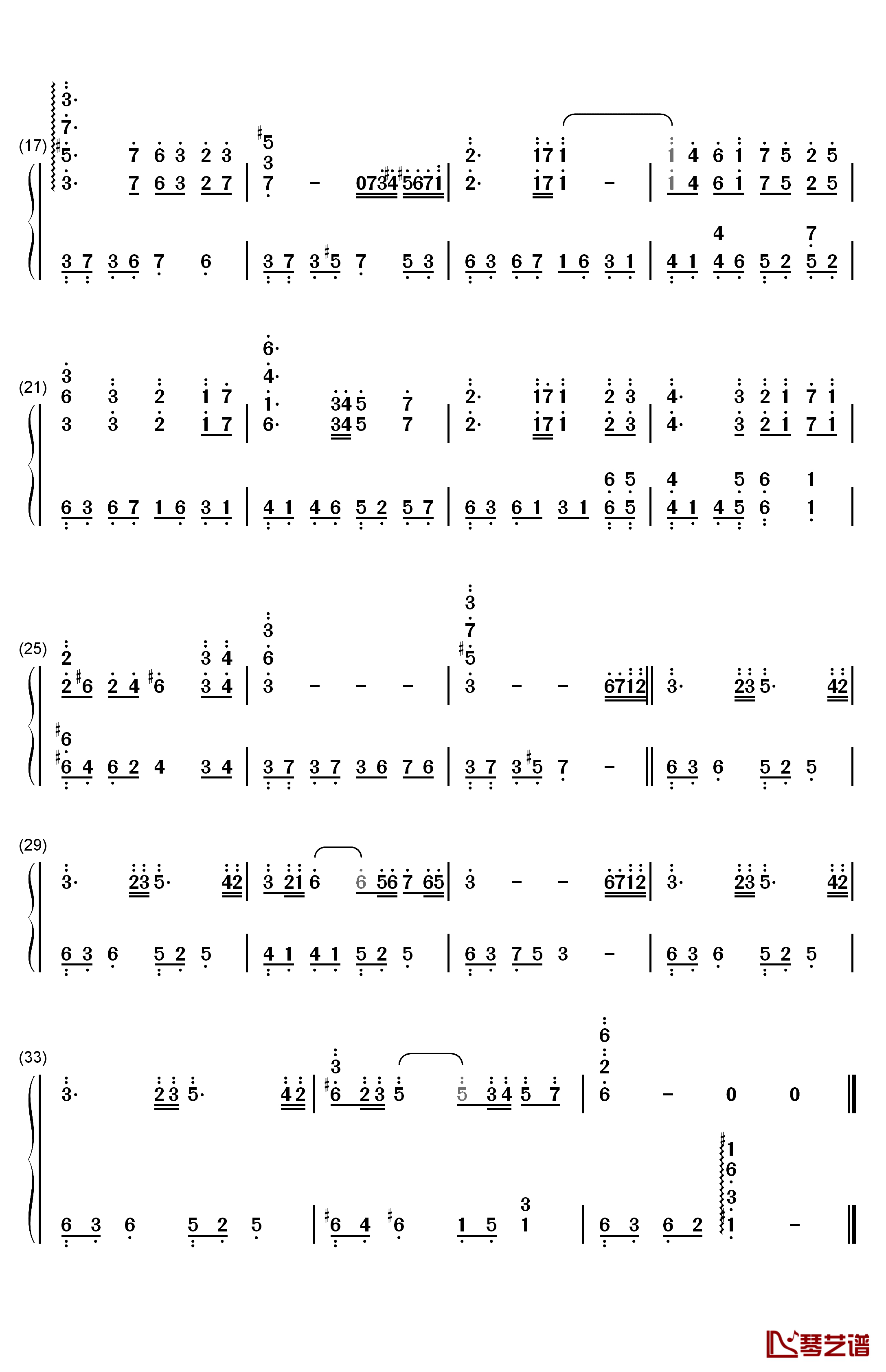 祈祷·愿望钢琴简谱-数字双手-和田熏2