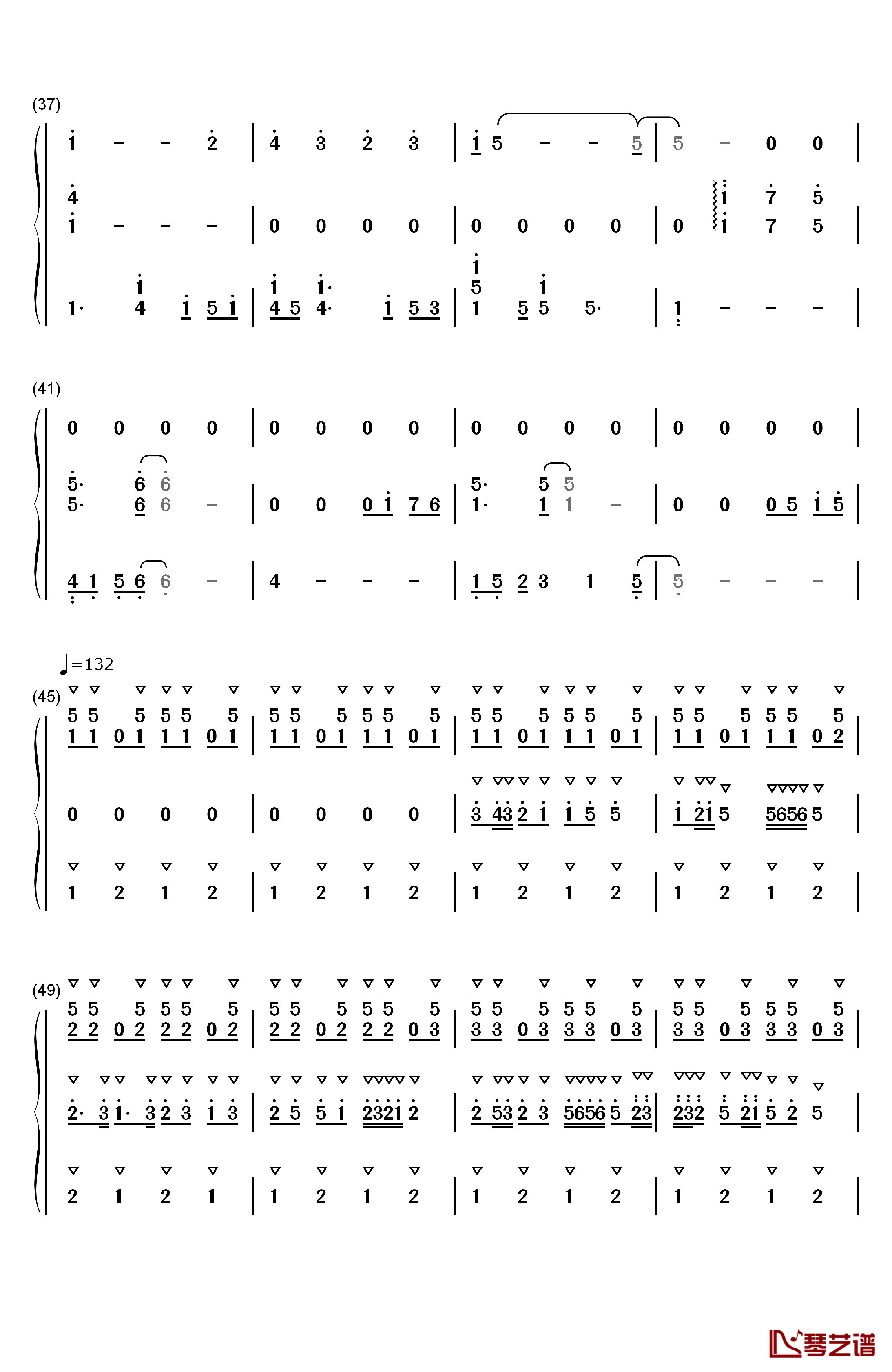 清浅谷钢琴简谱-数字双手-林海3