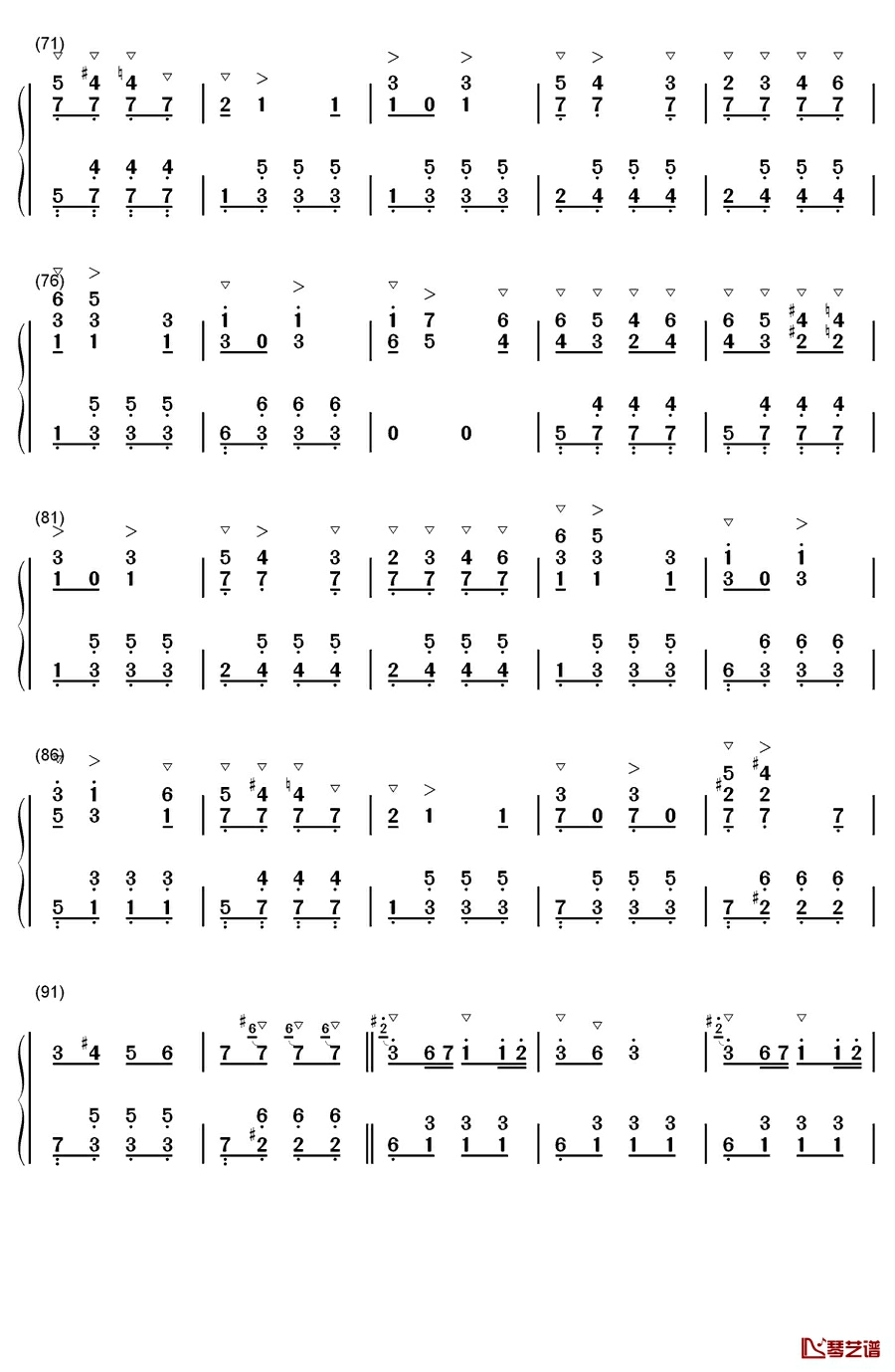 吉普赛营地钢琴简谱-数字双手-贝尔4