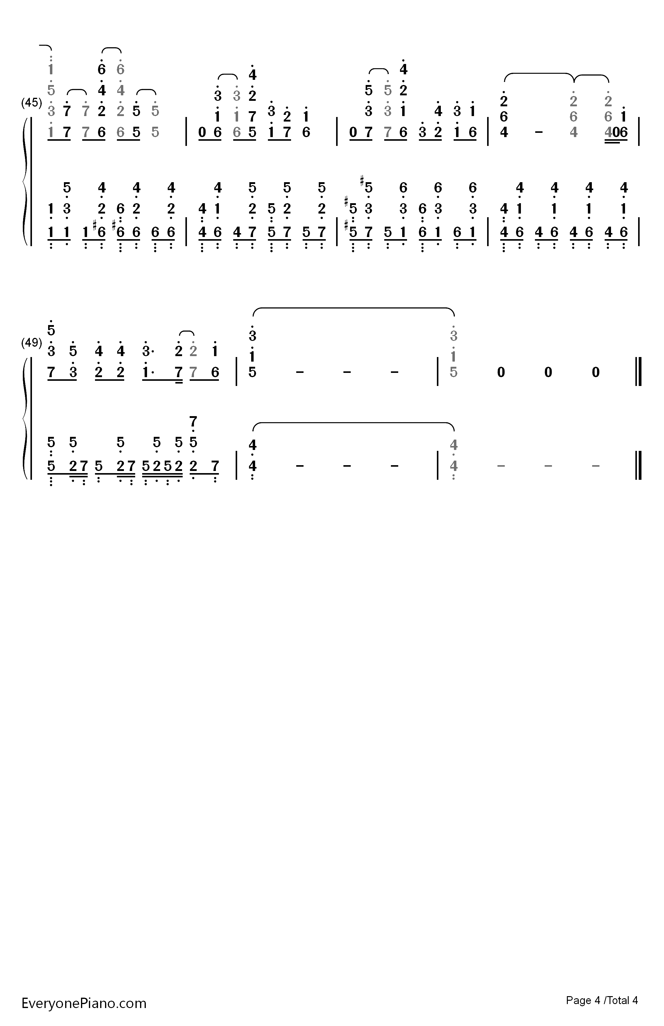 ダイスキ钢琴简谱-数字双手-大桥彩香4