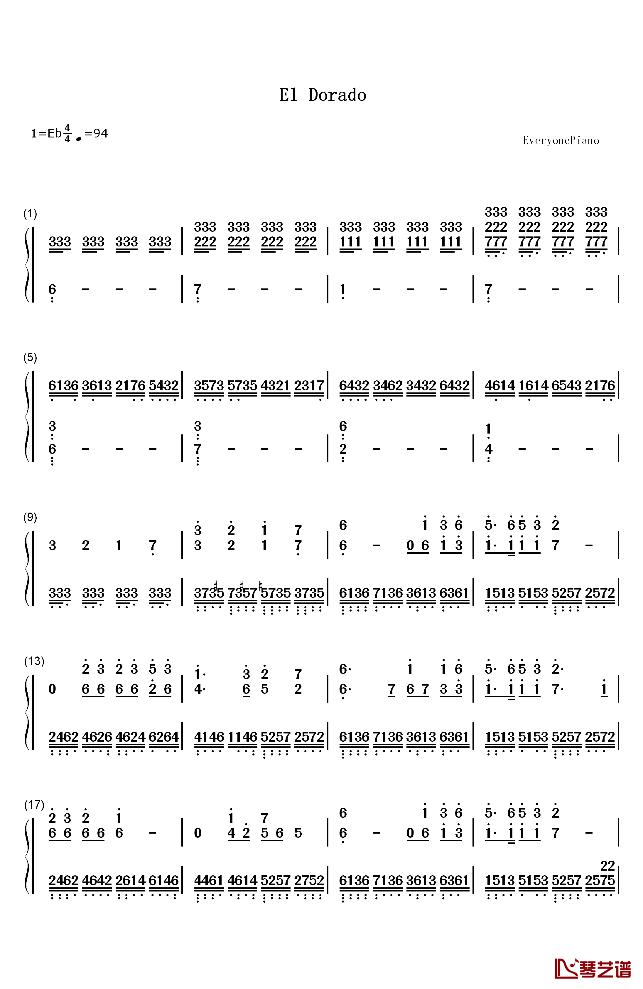 El Dorado钢琴简谱-数字双手-Two Steps from Hell1