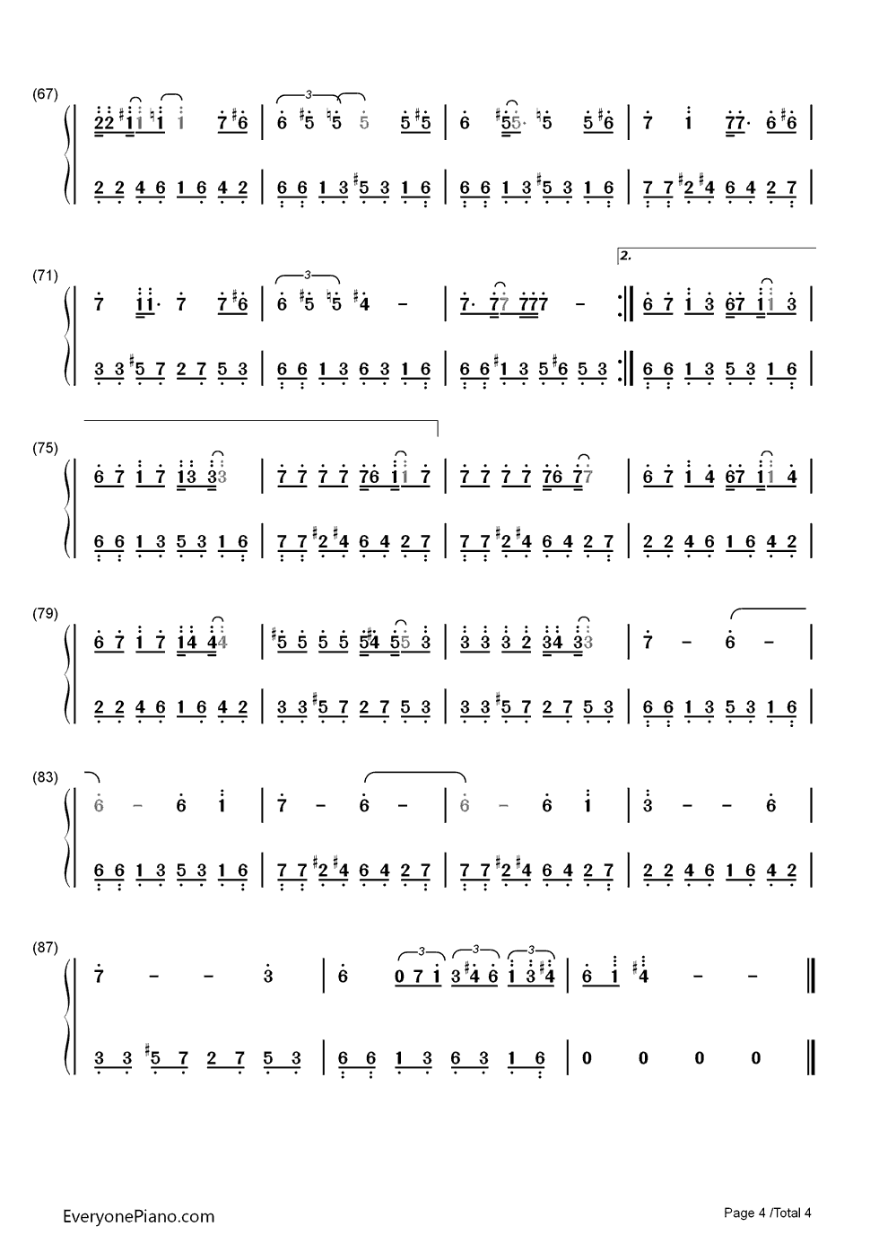 迷迭香钢琴简谱-数字双手-周杰伦4