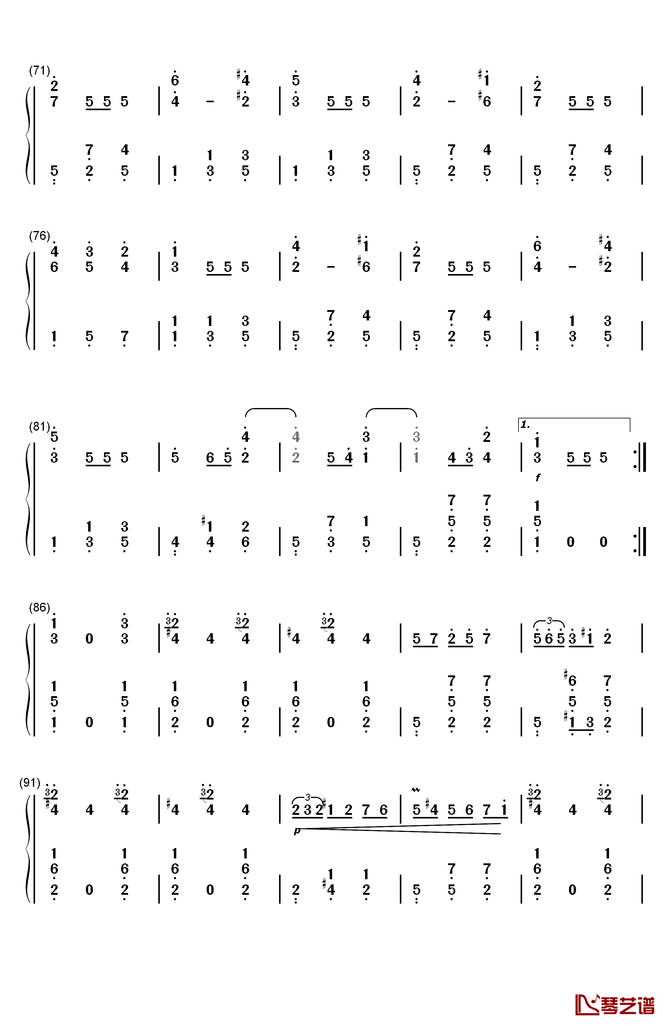 华丽大圆舞曲钢琴简谱-数字双手-肖邦4