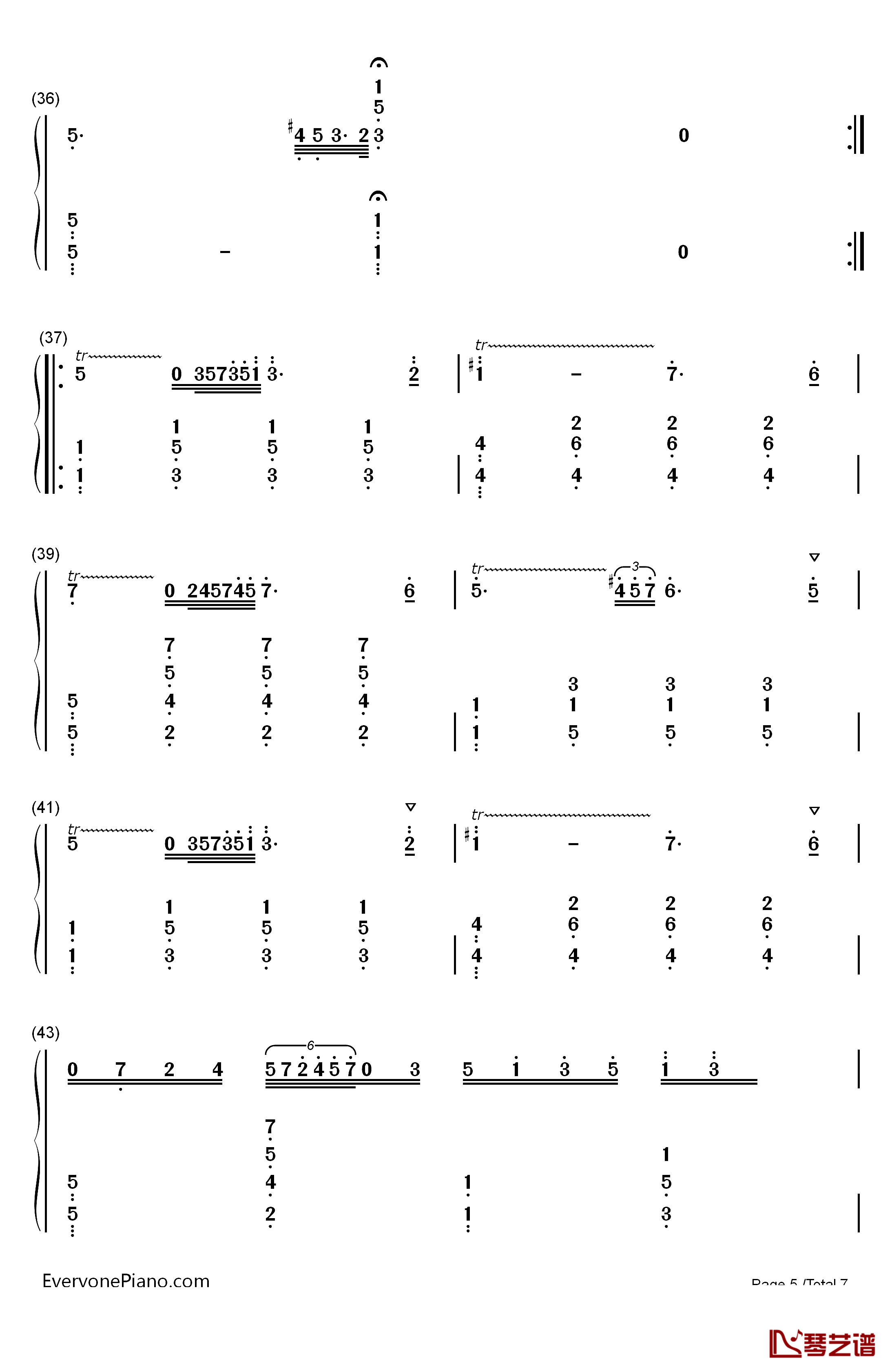 少女的祈祷钢琴简谱-数字双手-巴达捷芙斯卡(Badarzewska)5