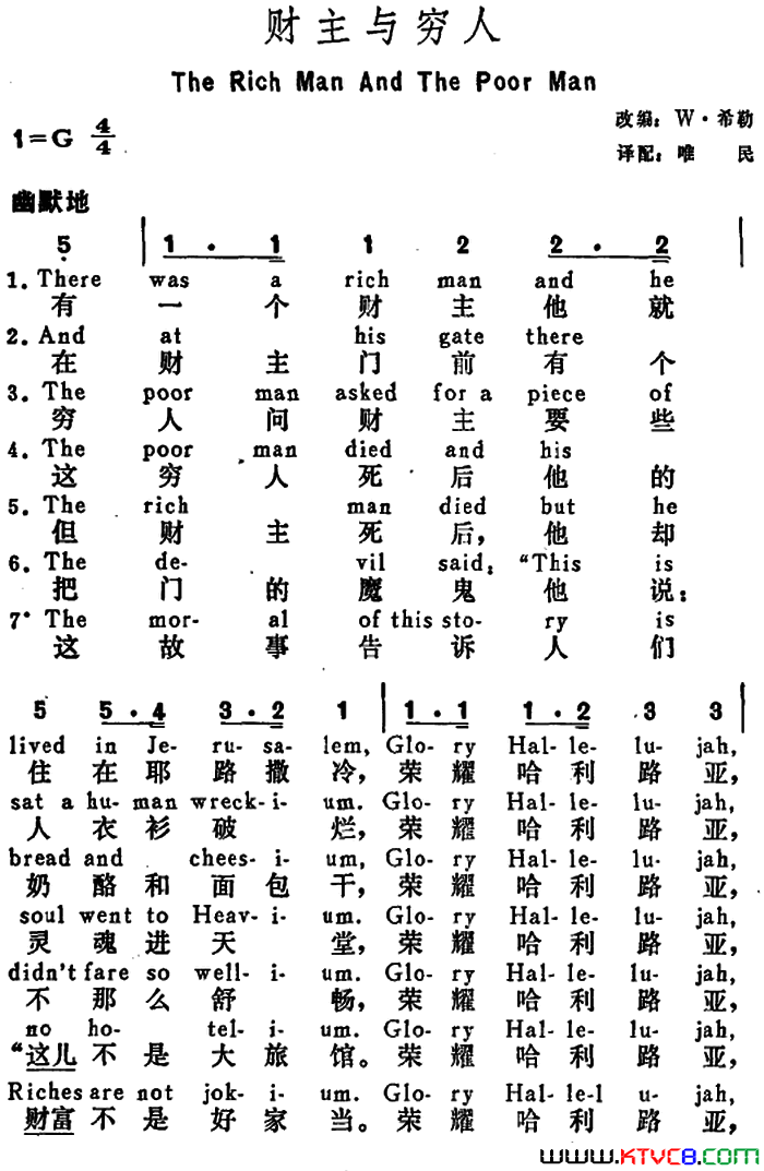 [美]财主与穷人TheRichManandthePoorMan[美]财主与穷人The Rich Man and the Poor Man简谱1