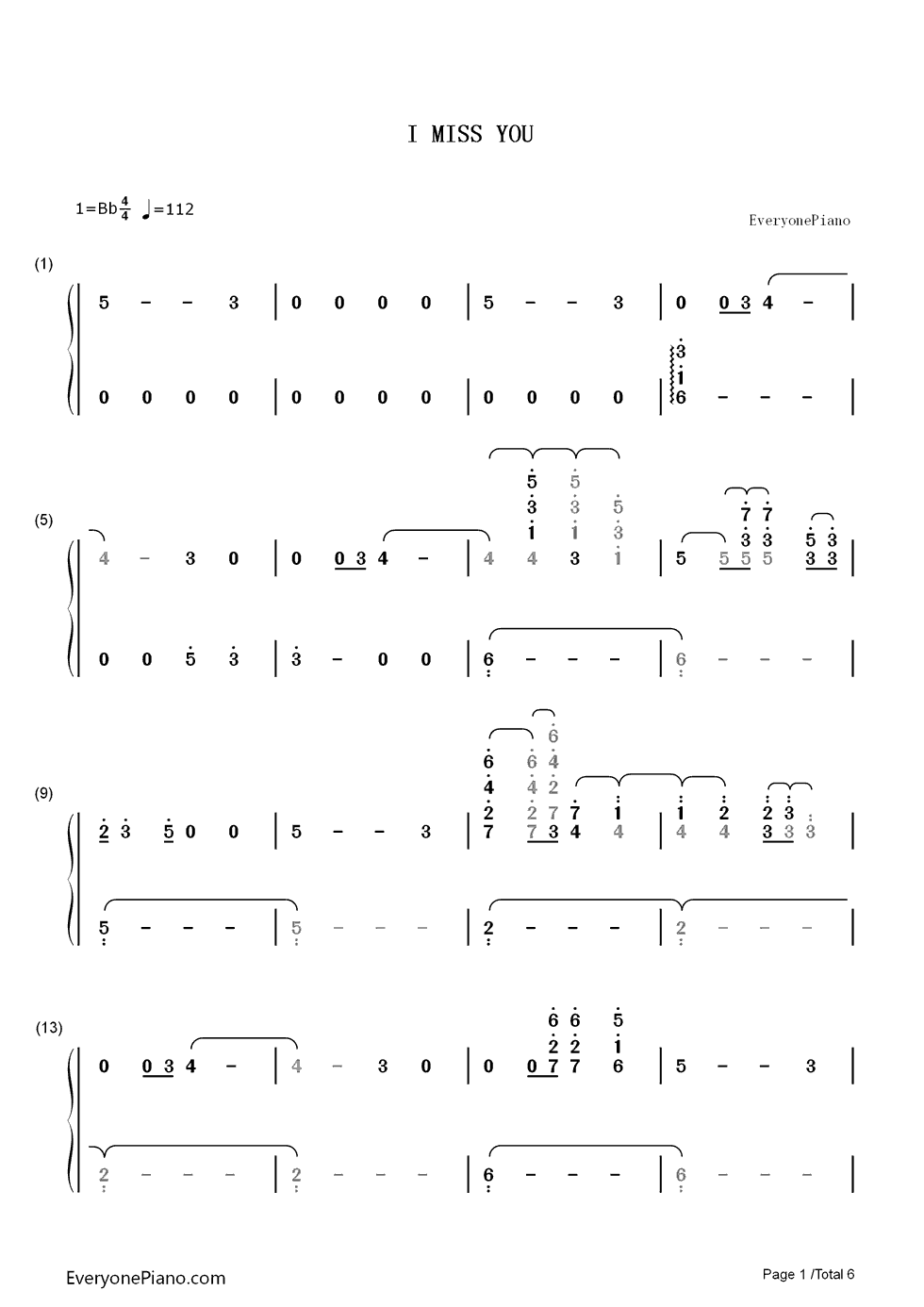 I Miss You钢琴简谱-Adele演唱1