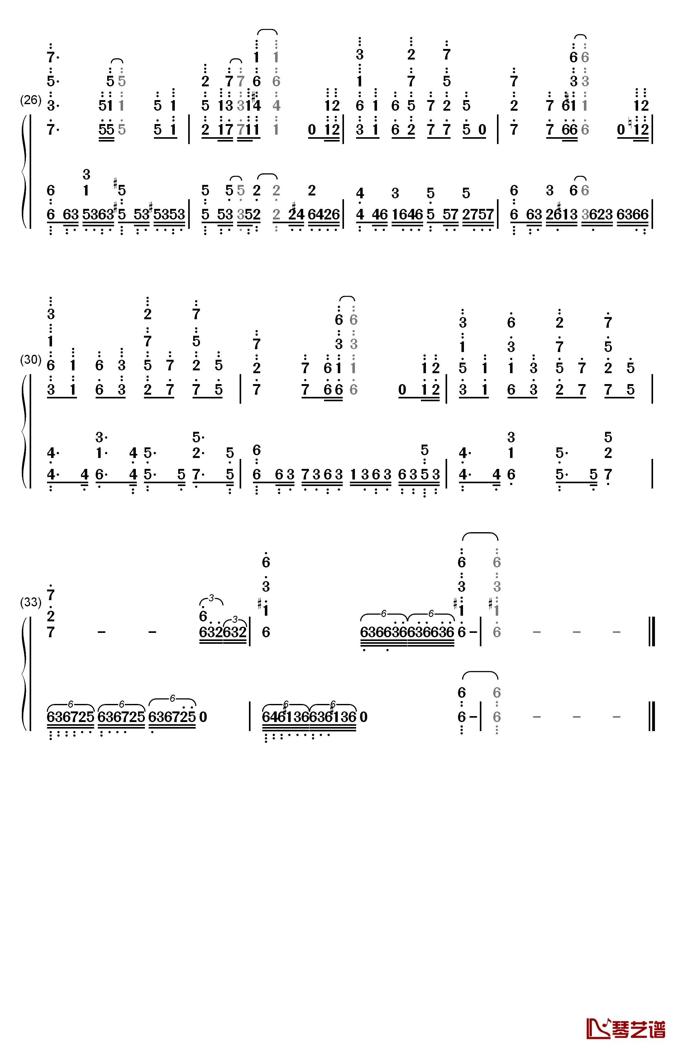 ハジメノウタ钢琴简谱-数字双手-DracoVirgo3