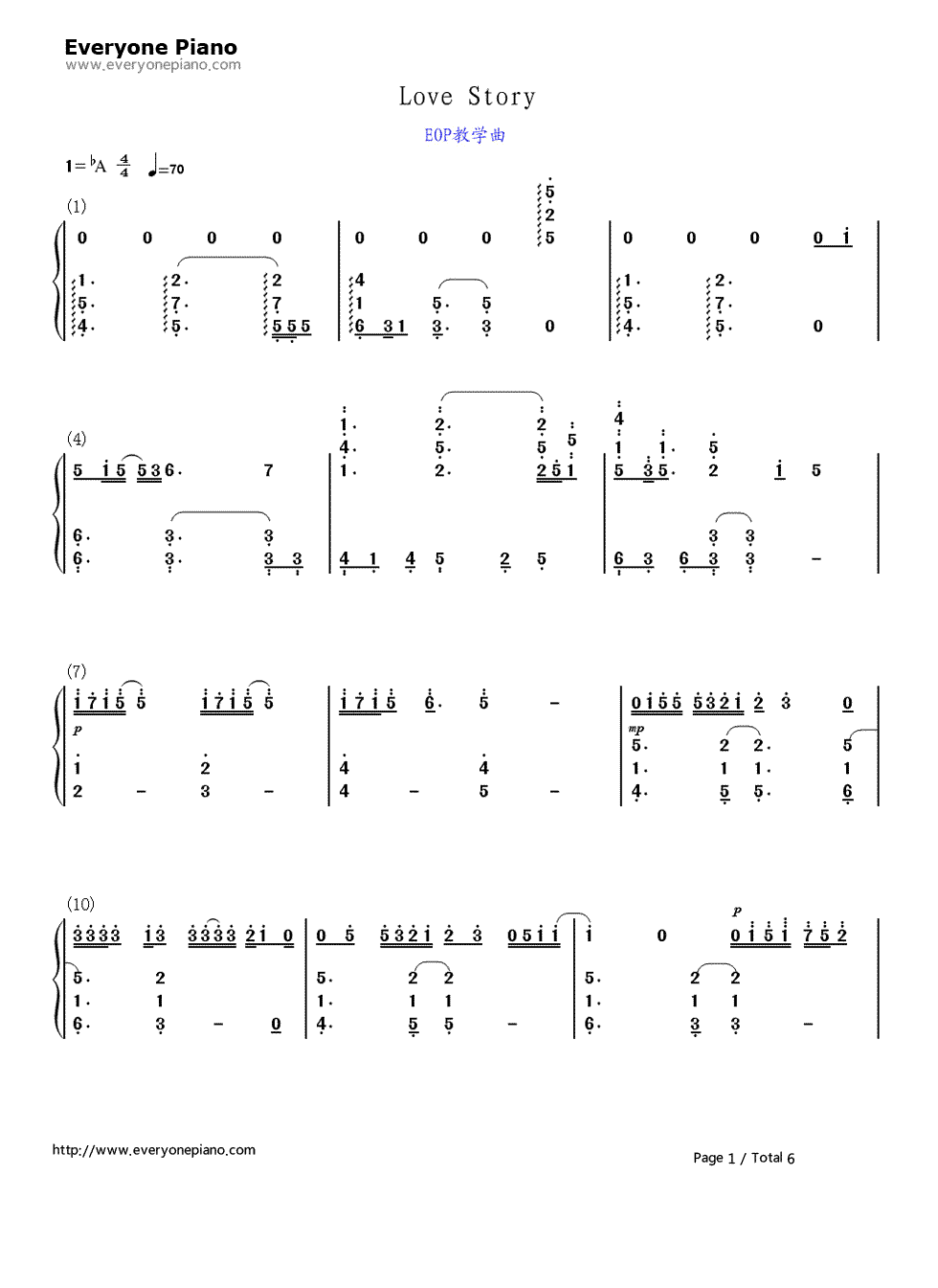 Love Story钢琴简谱-数字双手-安室奈美惠1