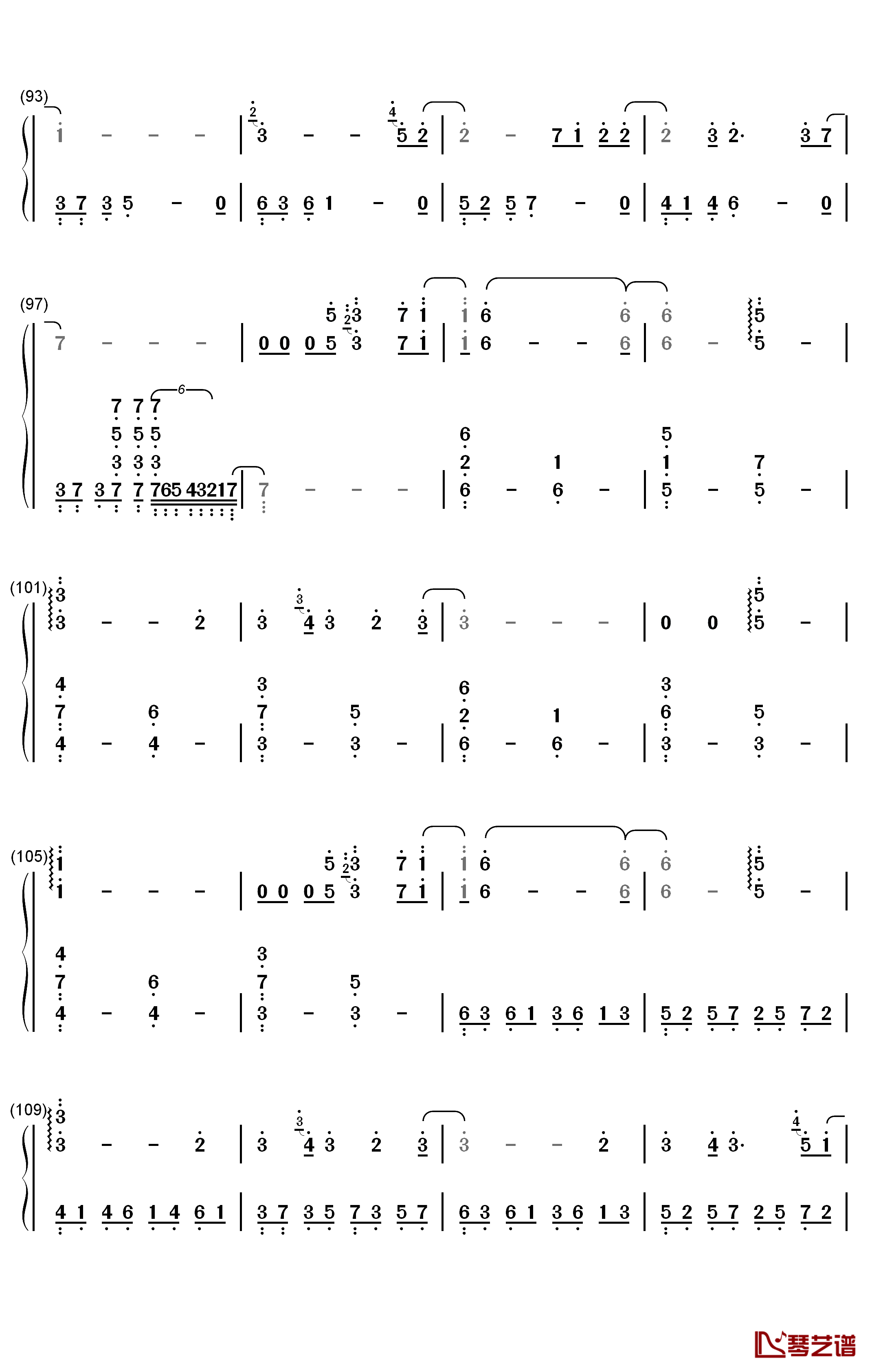 Schwarzer Regen钢琴简谱-数字双手-初音未来5