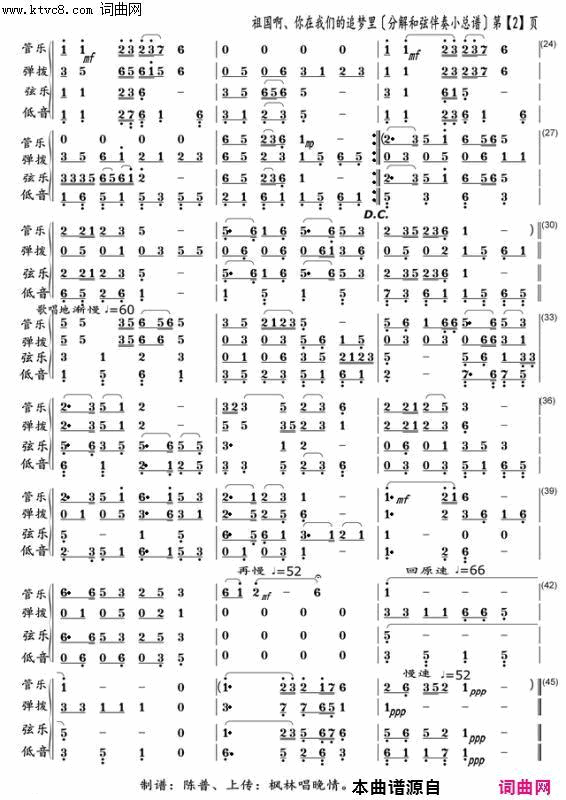 祖国啊，你在我们的追梦里总纲〖132〗简谱-陈普演唱-臧辉先、陈普/陈普词曲1