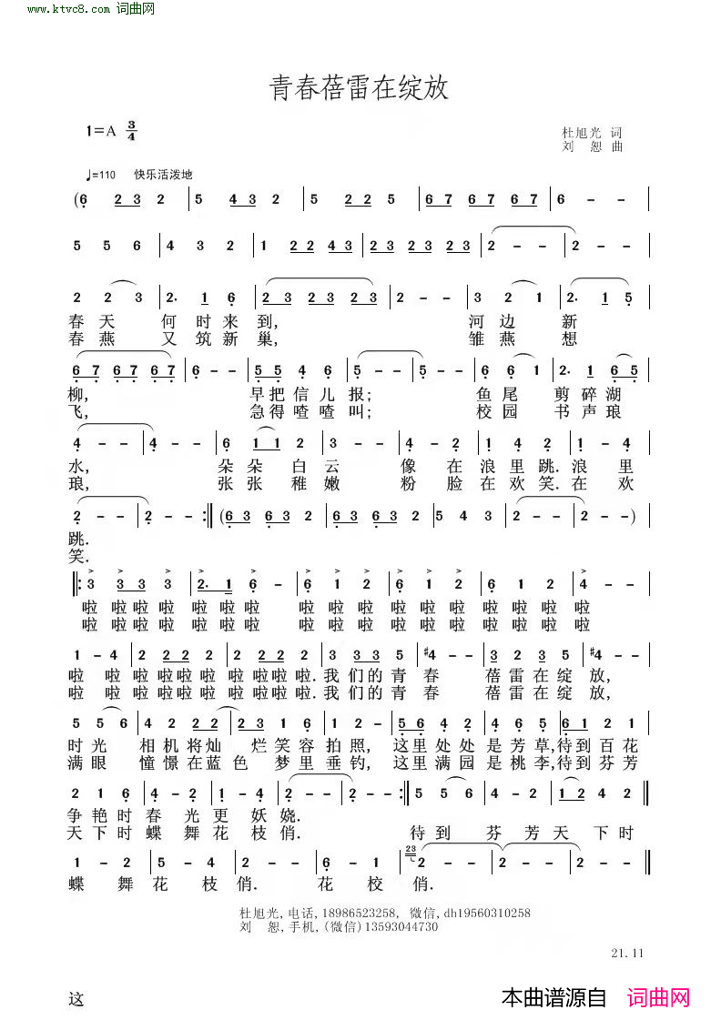 青春年华在绽放简谱-杜旭光曲谱1