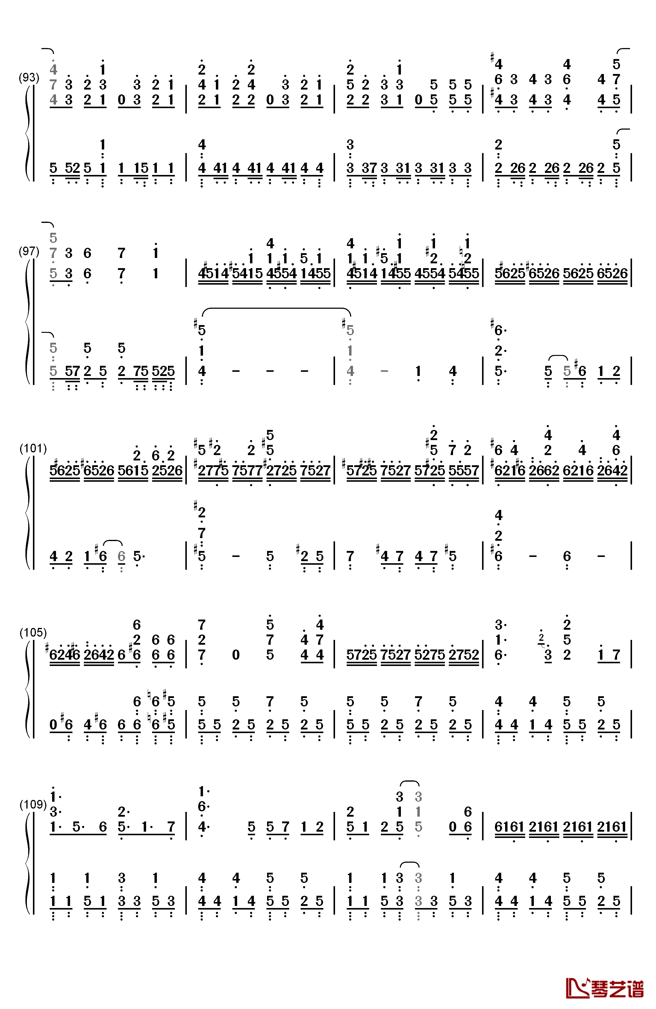 BABY钢琴简谱-数字双手-甜蜜子弹6