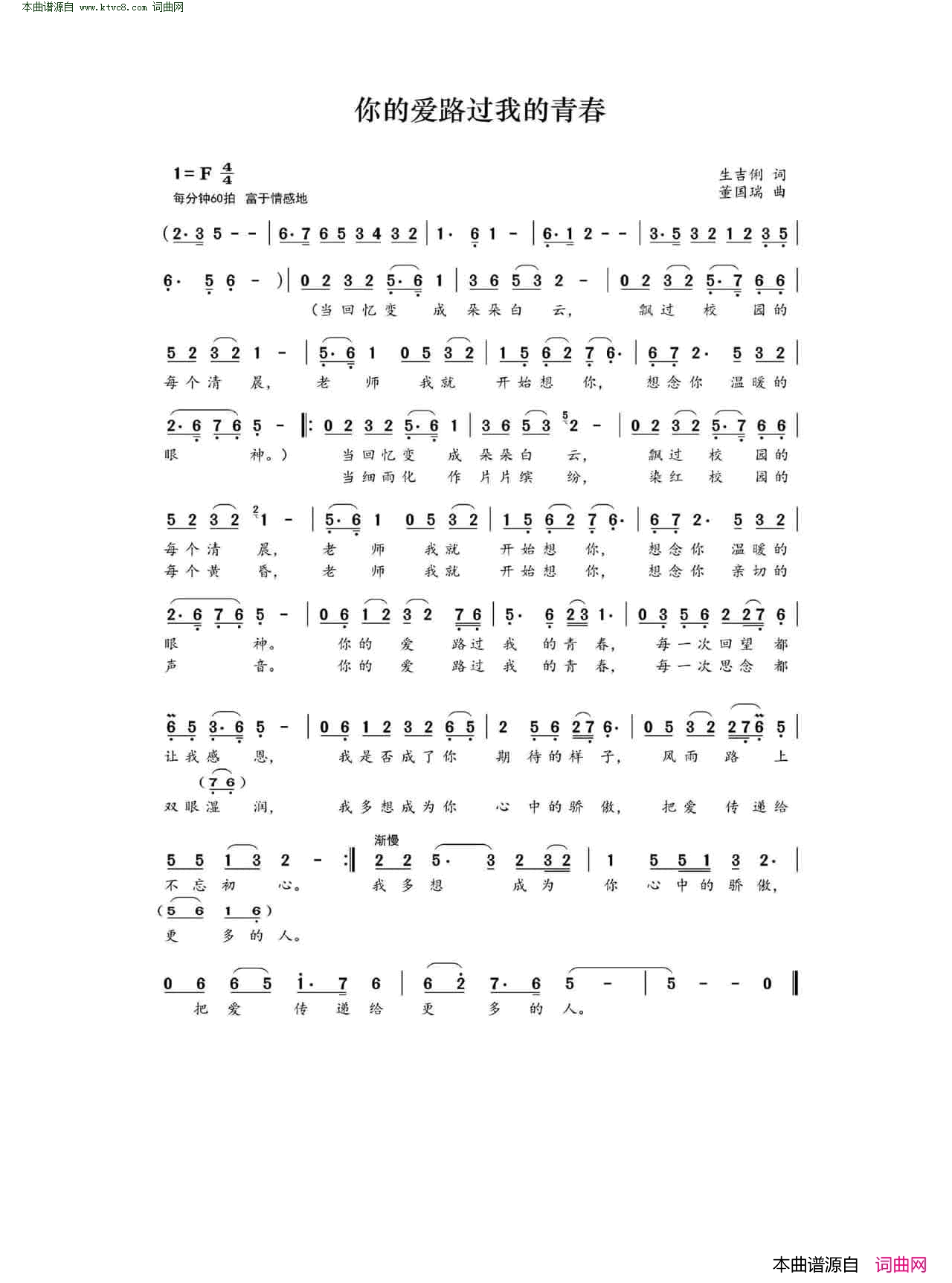 你的爱路过我的青春简谱1