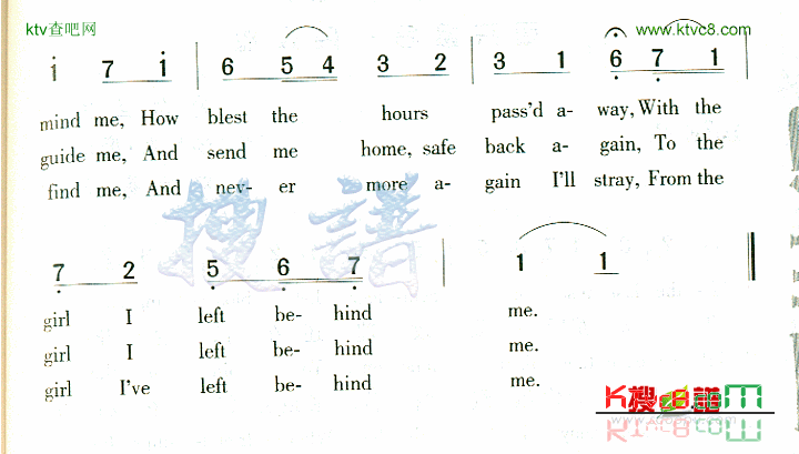 TheGirlILeftbehindMe简谱1