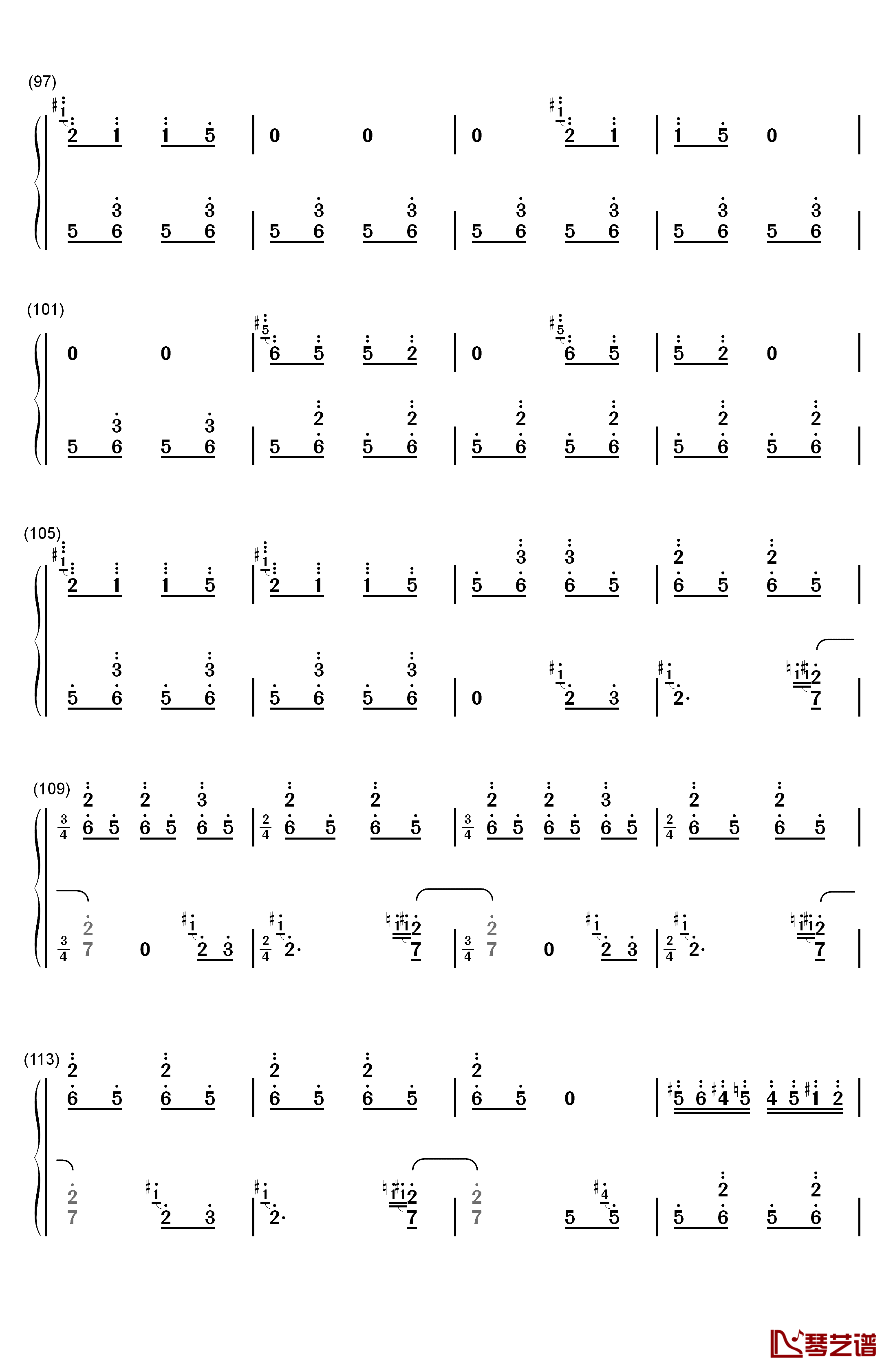 百鸟朝凤钢琴简谱-数字双手-王建中6