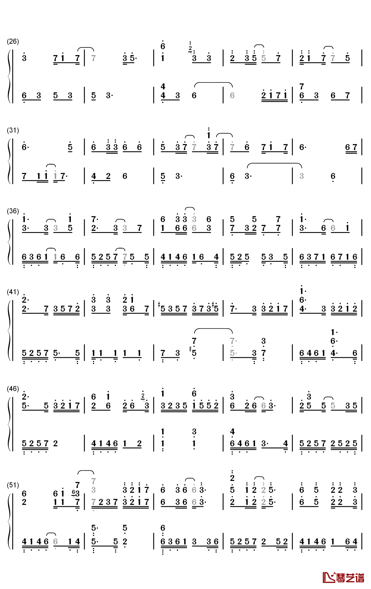 半世游钢琴简谱-数字双手-伦桑 奇然 小魂 小曲儿2