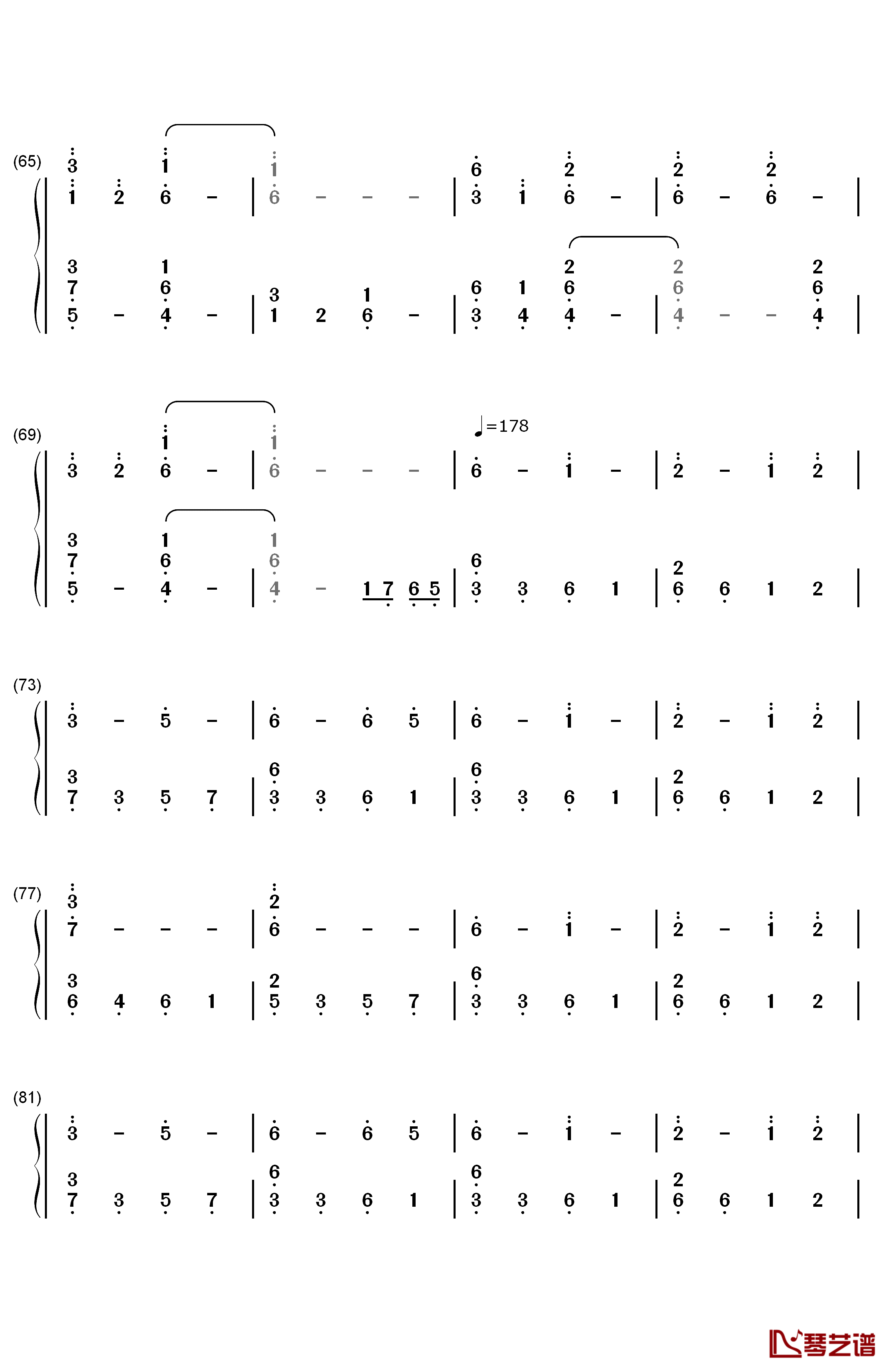 夏祭り钢琴简谱-数字双手-初音未来4